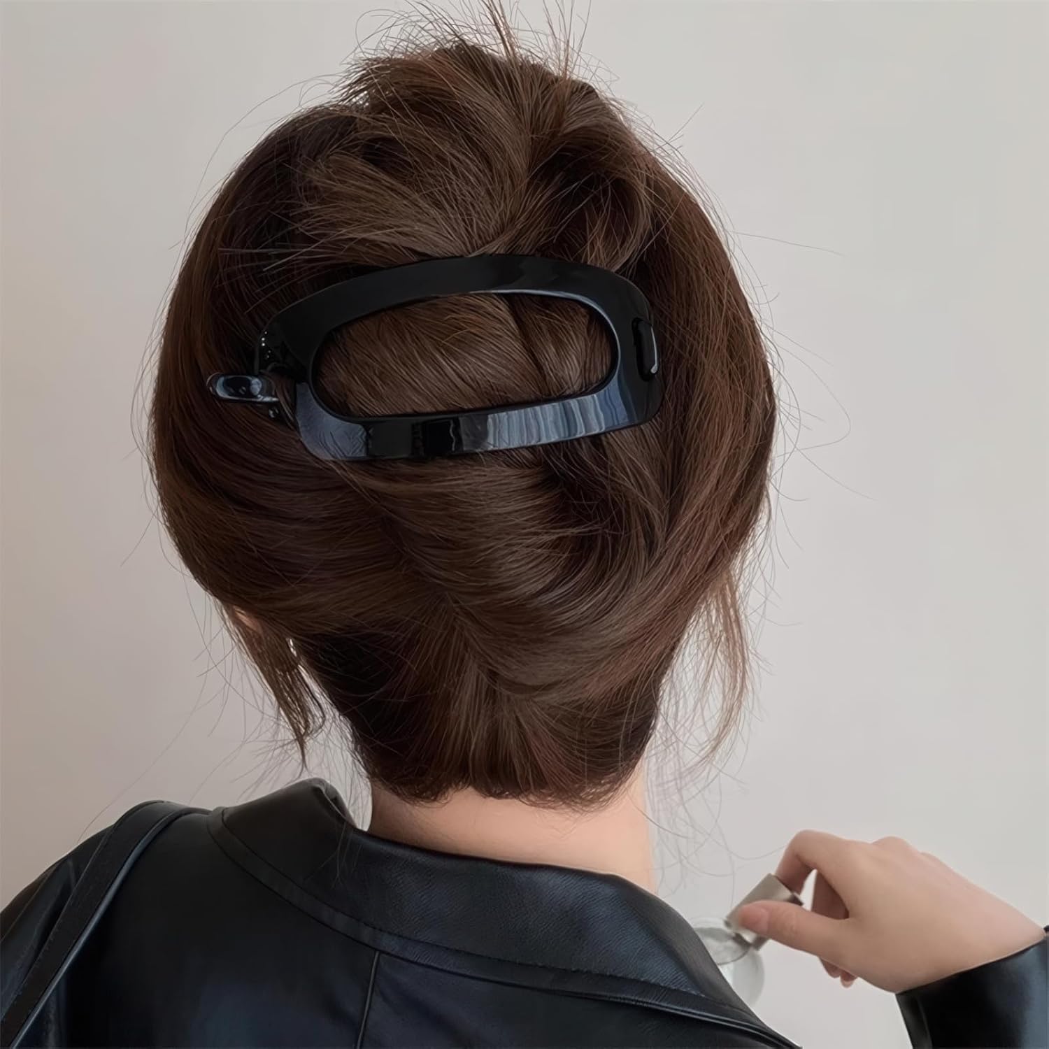 6PCS French Oval Hair Barrette Clips Plastic Bun Ponytail Holder Flexible Plain Strong Grip Closure Barrettes Styling No Metal Hair Accessories for Women Girls image 4