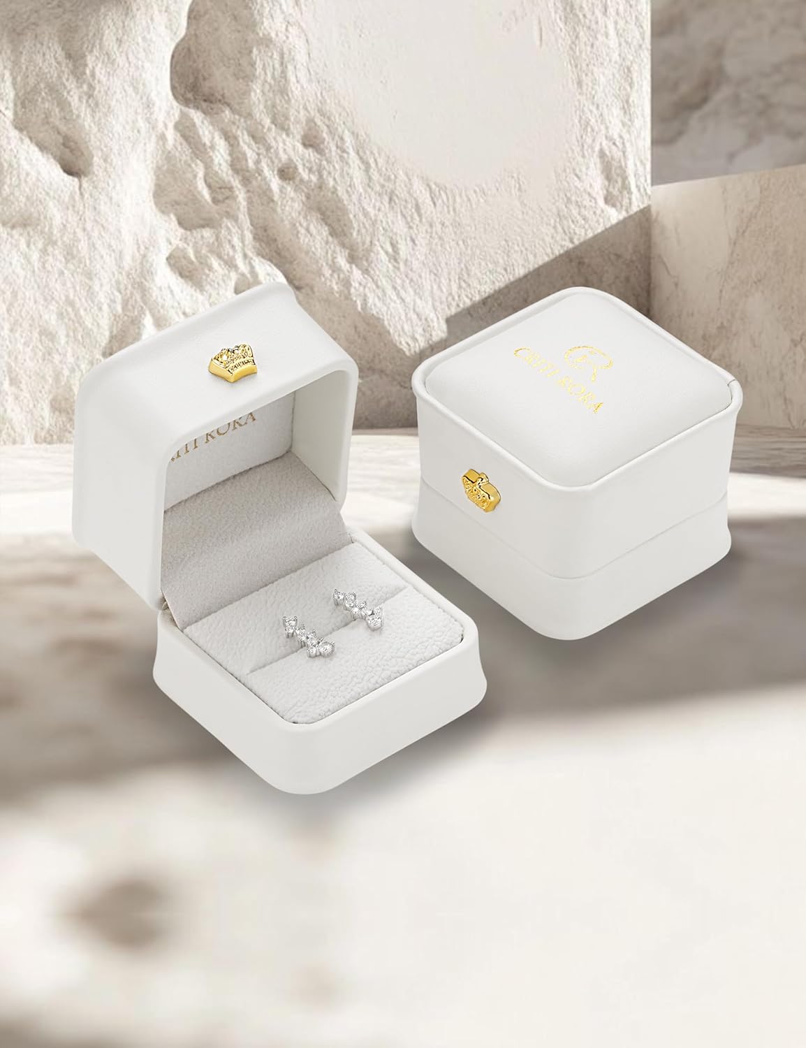 S925 Silver Lab Grown Diamond Earrings, Star Track Design, Embedded with 16 White and Blue diamonds, Women's Personalized Earrings - Image 5