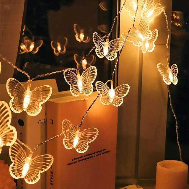 KINGCOO Butterfly String Lights, 3M 20LED Warm White Butterfly Battery Operated Fairy Decorative Lights for Home Party Birthday Summer Garden Wedding Christmas Indoor Outdoor Lighting Decoration