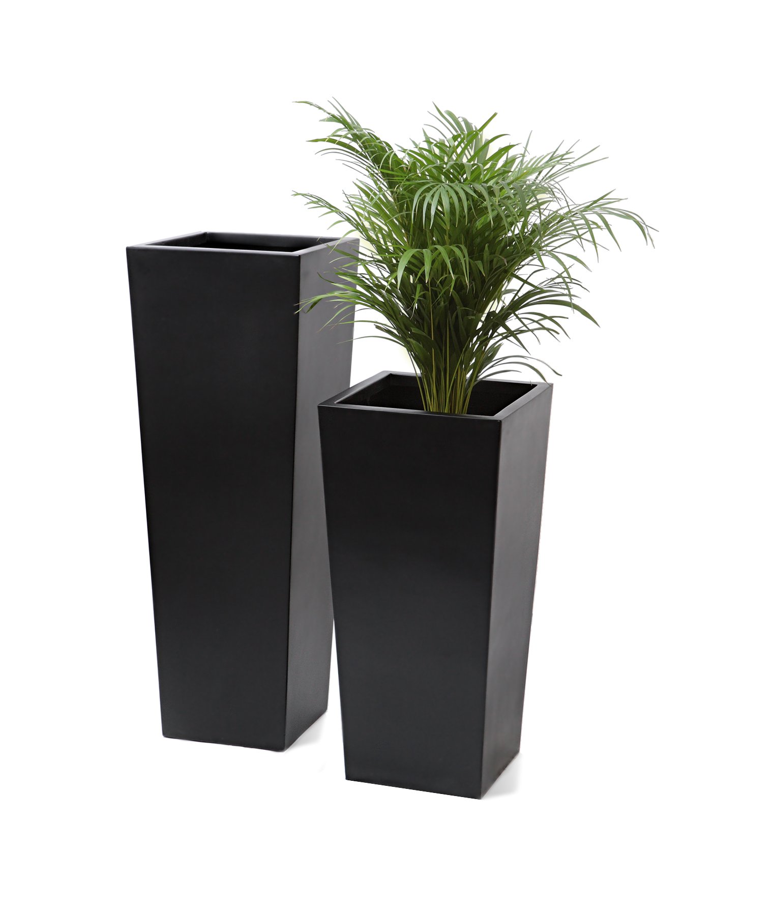 Primrose Matt Black Plant Pot Tall Flared Square Fibreglass Planter Small 60cm x 34cm
