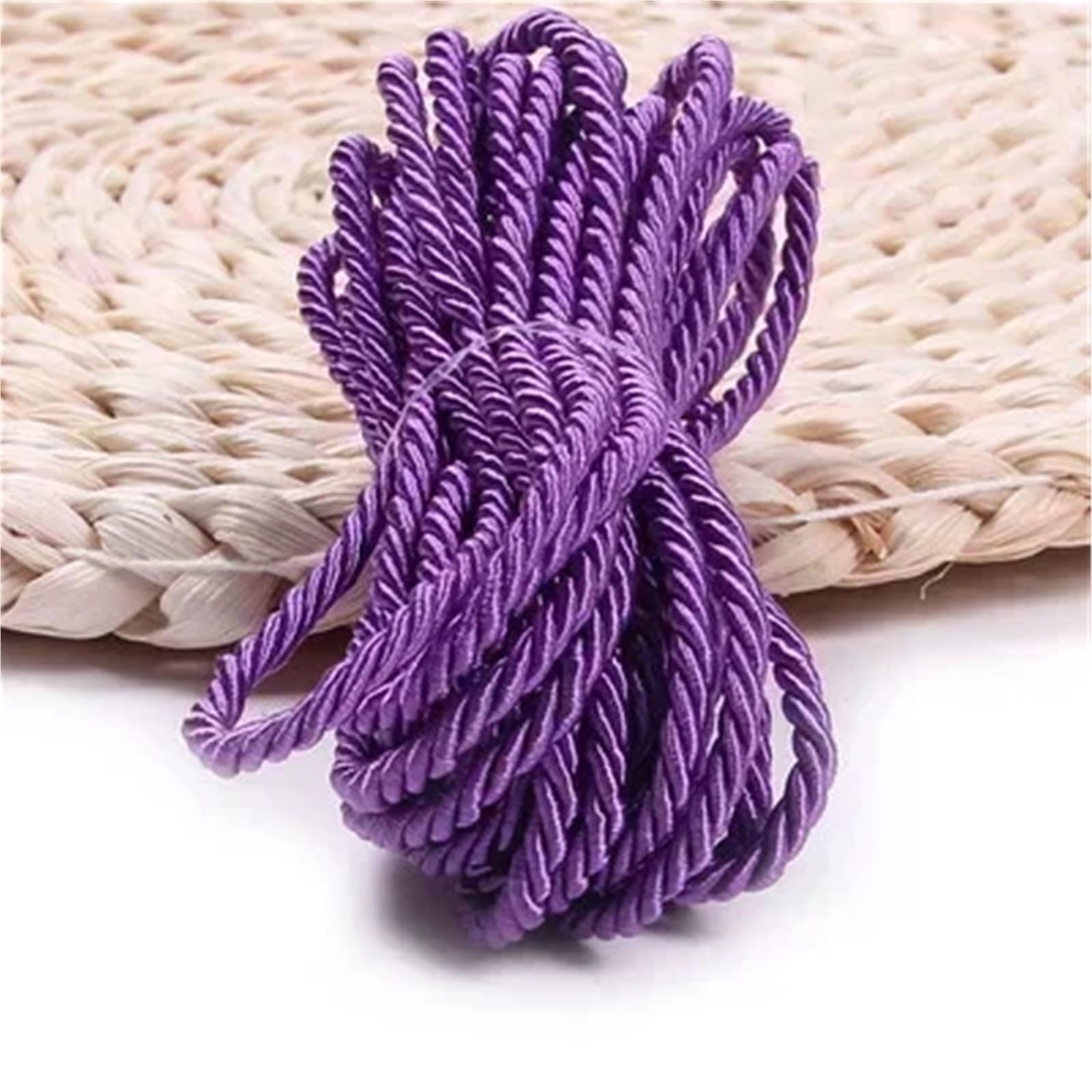 Polyester Rope 2Pcs 3 Shares Twisted Rope Polyester Braided Cords Garment Bag Strap Decor Ropes DIY Home Textile Sewing Accessories(DarkPurple)