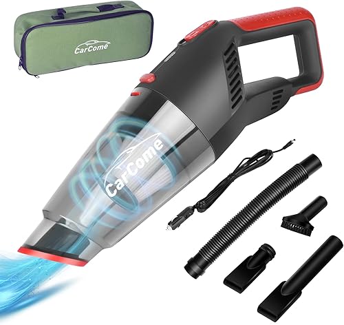 CarCome Aspiradora de coche de alta potencia mejorada 2023, aspiradora portátil, aspiradora de automóvil húmeda y seca con cable de 10 pies,