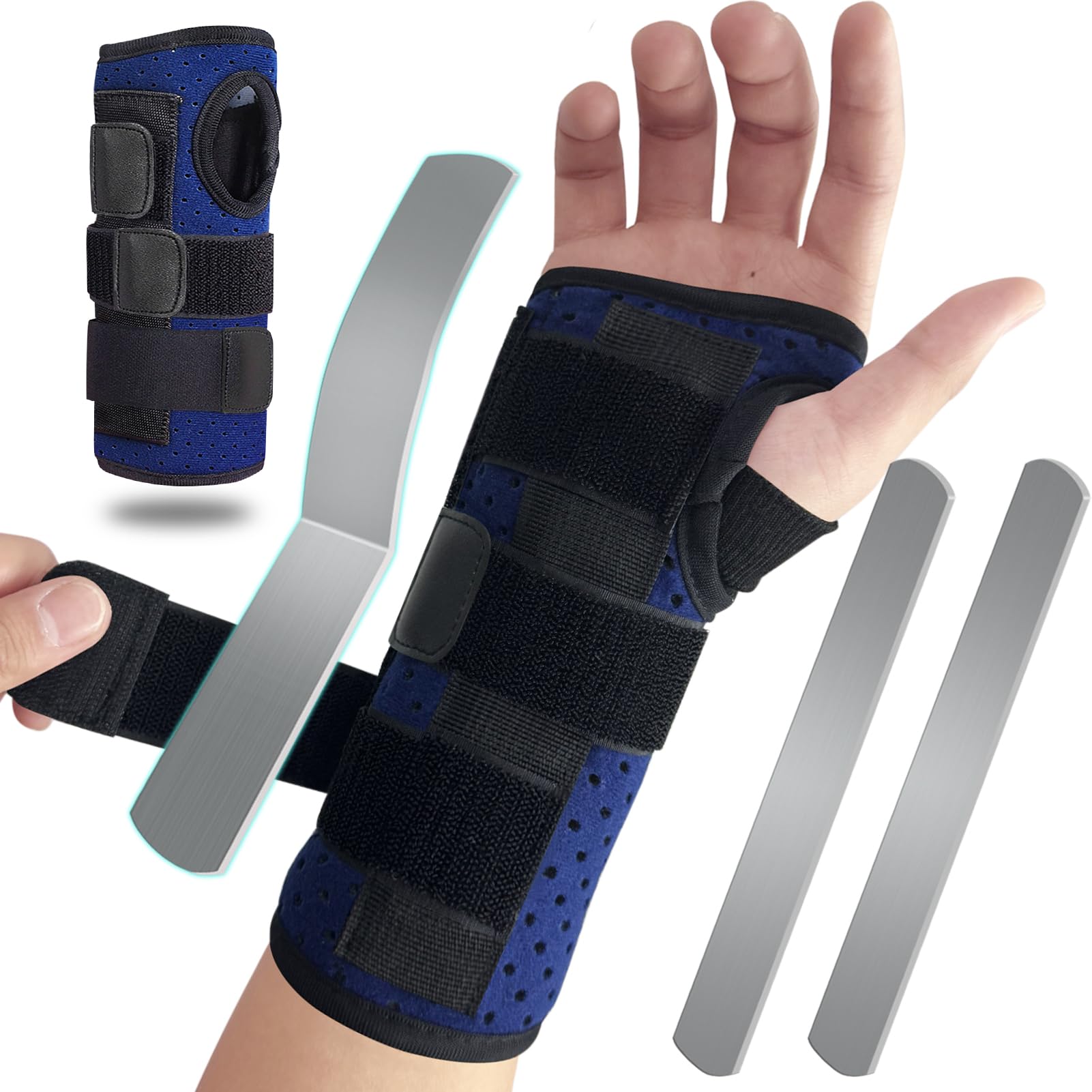 NOSIDAK Carpal Tunnel Wrist Brace Night Support, Wrist Support with Metal Splint Stabilizer, Hand Brace for Arthritis Pain and Support, Relief for