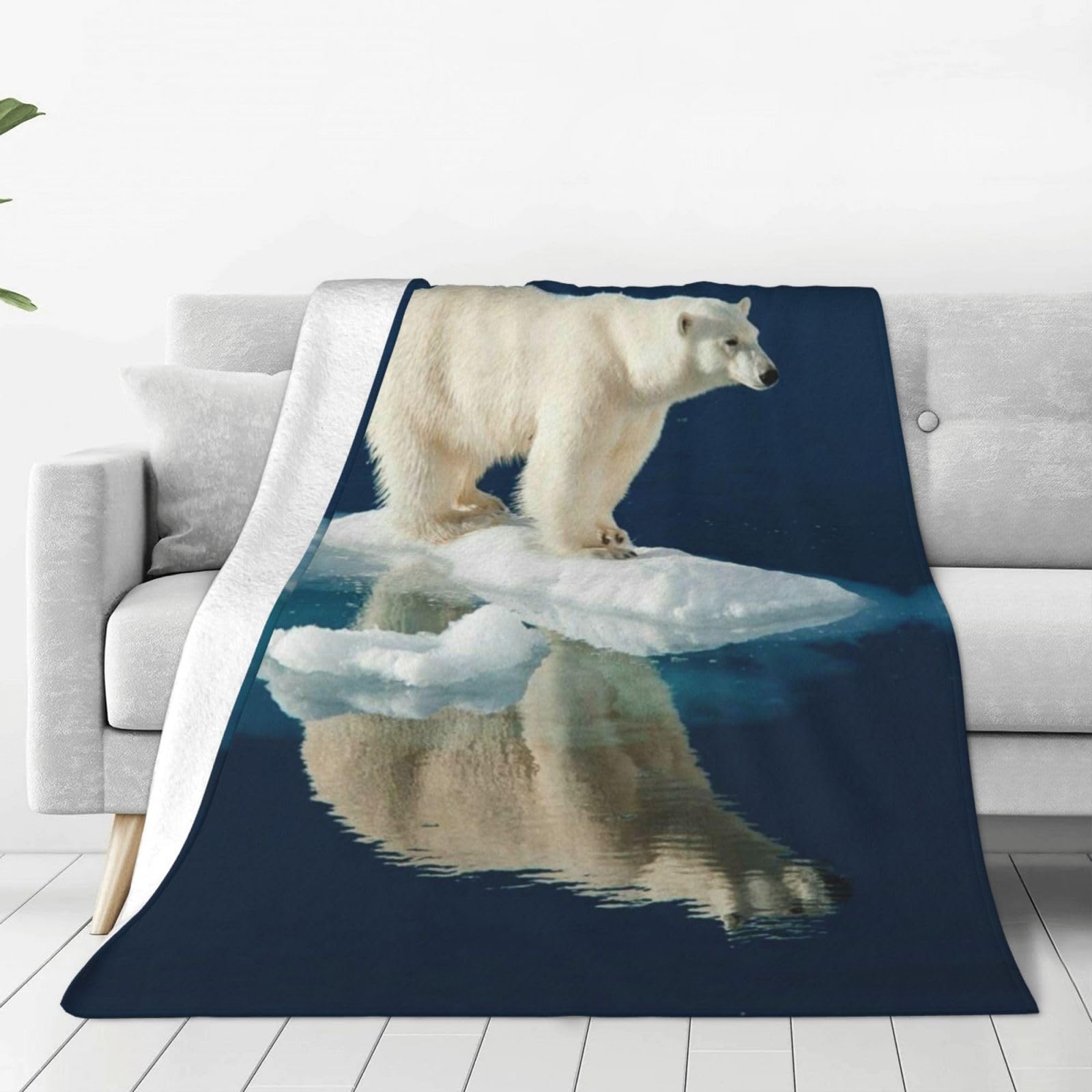 Couverture polaire ours polaire en flanelle douce haute densité