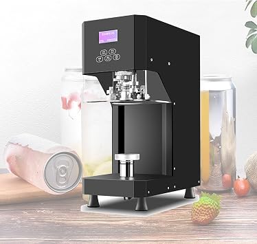 Commercial Automatic Intelligent Tin Can Sealing Machine Soda Sealer Cup Body Rotation Aluminum,Black-220V