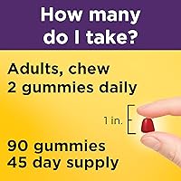 Vista 5 de Nature Made Cabello, piel y uñas con biotina 2500 mcg, suplemento dietético para el apoyo saludable del cabello, piel y uñas, 90 gomitas, suministro