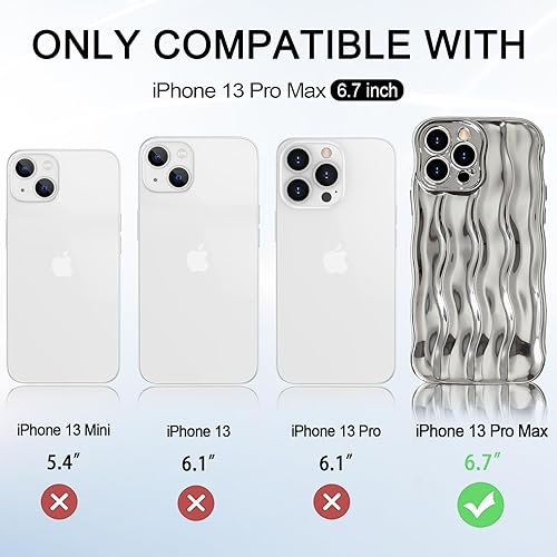 Miniatura 6 de Anuck Funda para iPhone 13 Pro Max con borde ondulado, diseño de patrón de ondulación de agua, linda forma de marco rizado ondulado, suave,