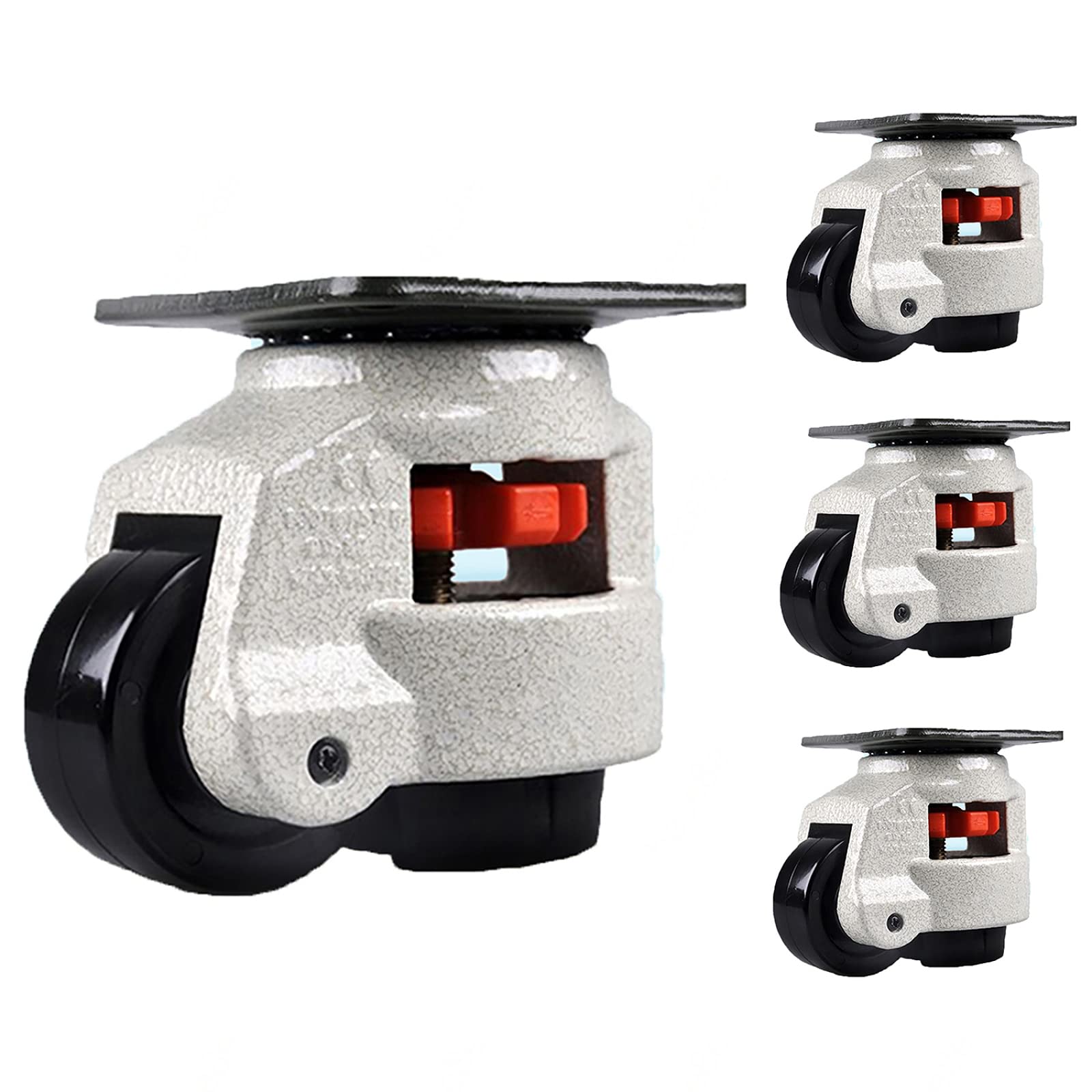 GYRAZXS Heavy Duty Caster Wheels Set of 4 - Industrial Swivel Casters for Workbench Furniture & Welding Table 250kg Load Capacity Each Retractable Leveling Wheels