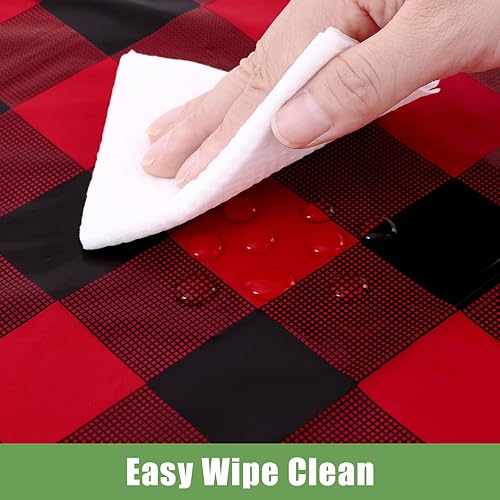 Vista 55 de Smiry Paquete de 10 Manteles Desechables de Cuadros Vichy Azules - 54" x 108" Mantel de Plástico de Servicio Pesado, Cubiertas de Mesa Impermeables