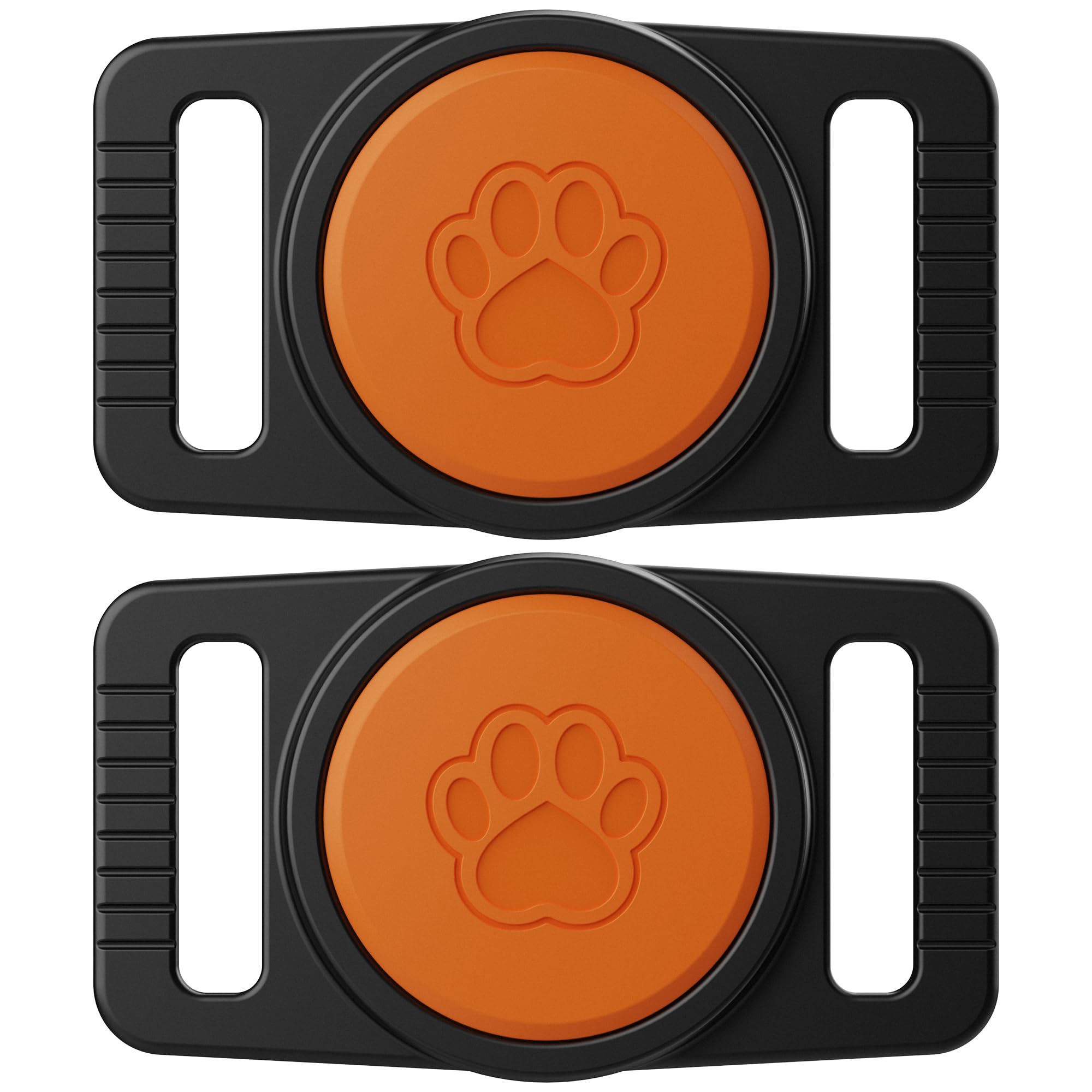 GOCII for Airtag Dog Collar Holder 2 Pack,Waterproof Dog Collar Holder for Apple AirTag(Gen 1 &amp; 2),Silicone Air Tags Case for Dog Collars(Black &amp; Orange)