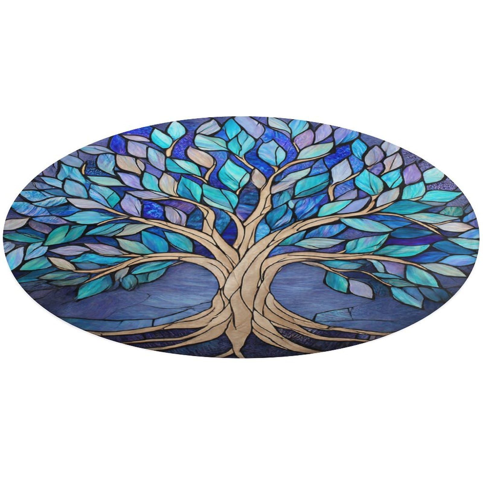 Tapis rond 90 cm arbre de vie minimaliste et moderne pour le salon
