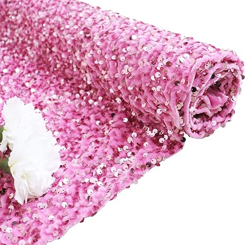 Miniatura 1 de The Yard - Tela de lentejuelas verde esmeralda de terciopelo de lentejuelas de 3 yardas, tela elástica con purpurina y cuadros brillantes, tela