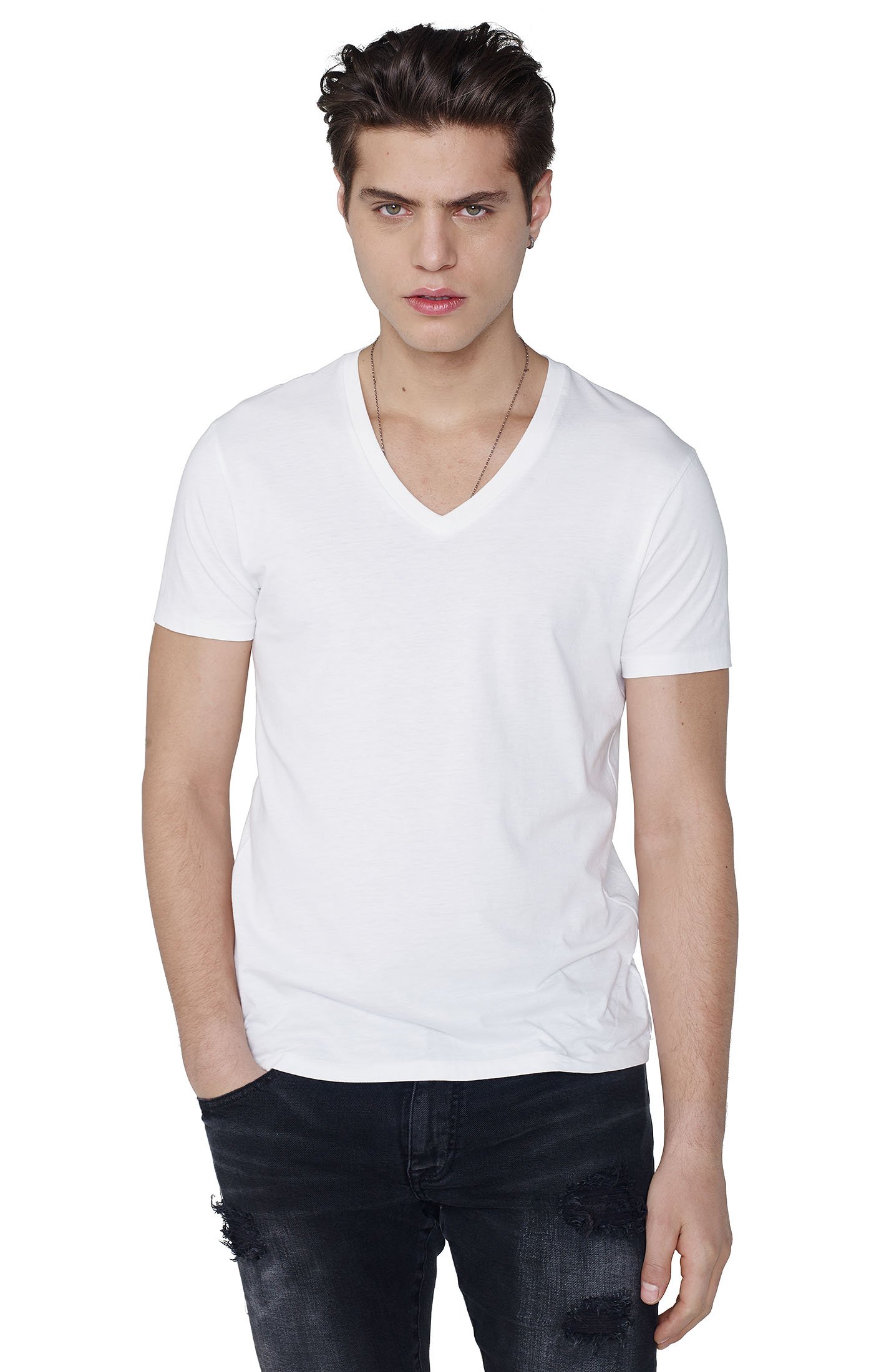 Armani Exchange Mens Classic Pima V-Neck