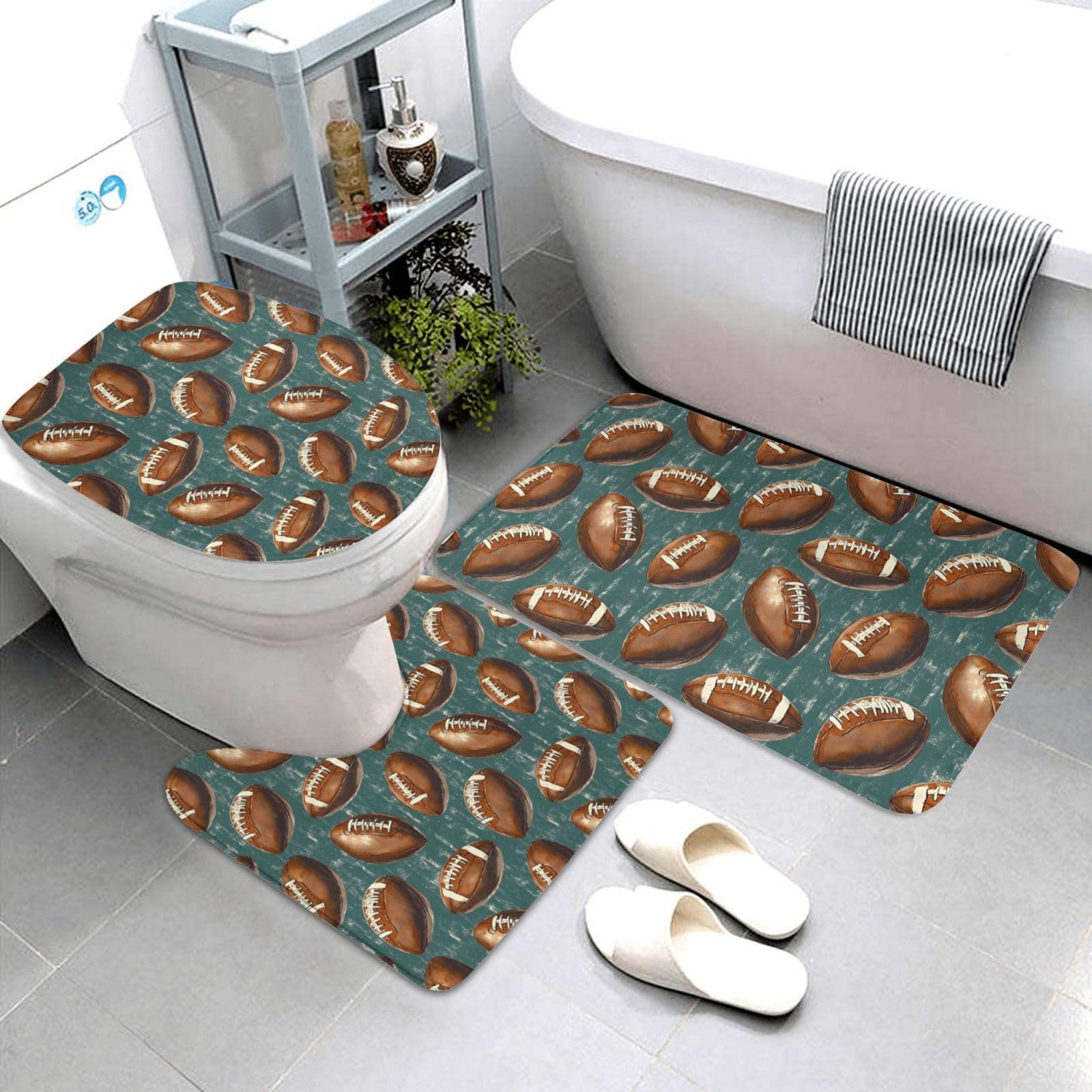 Tapis antidérapant salle de bain football vert pour douche sécurisée