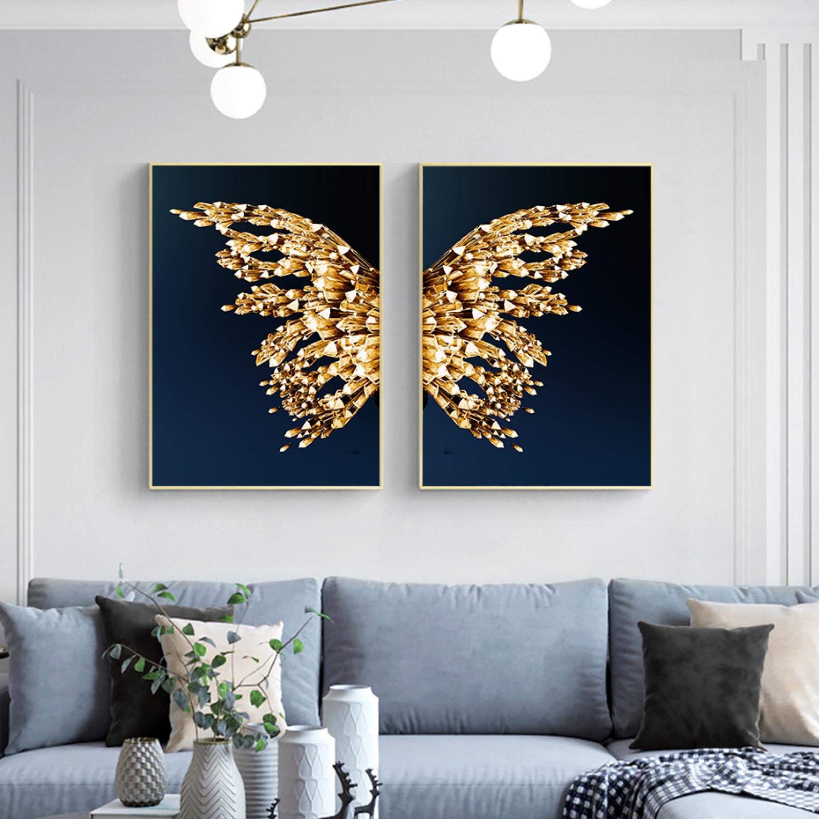 Cuadros de mariposas abstractas estilo nórdico para dormitorio pack de 2 lienzos 50x70 cm sin marco 8