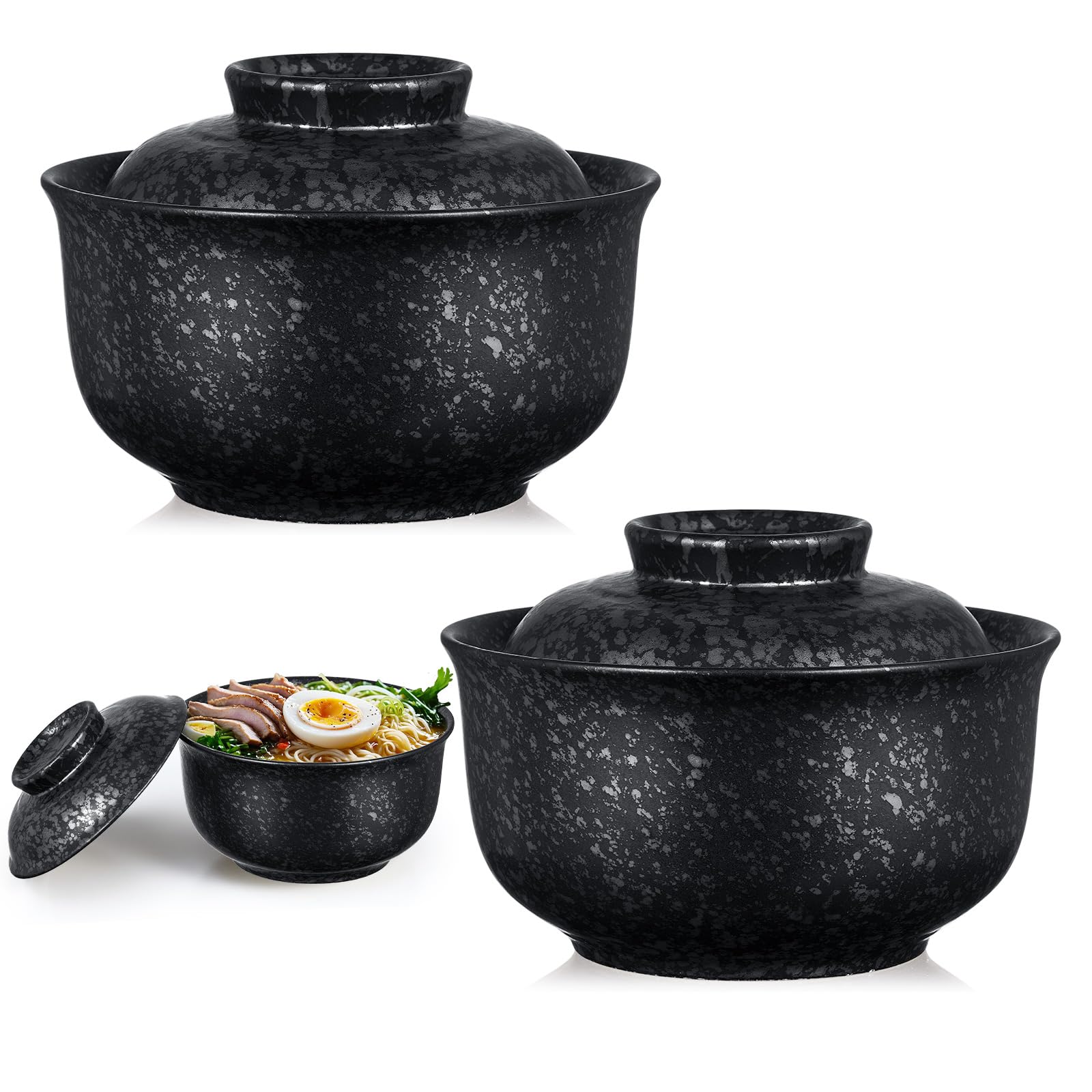 SiliFine Ramenschüssel mit Deckel, groß, 750 ml, japanische Suppenschüssel aus Keramik, langlebig, japanisches Keramikgeschirr, Mikrowelle, Tontopf für Ramen, Suppe, Salat, Mahlzeit, Reis, Zuhause
