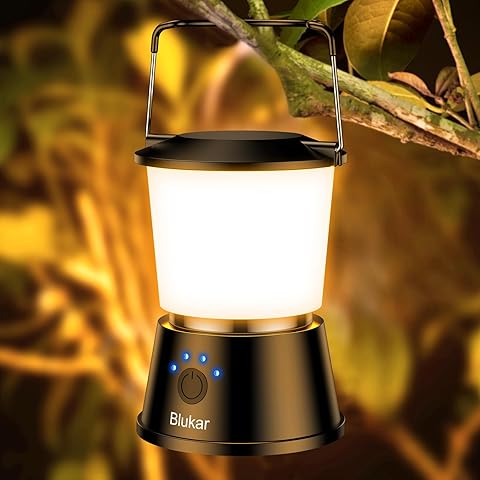 Blukar Lámpara Camping Recargable, Portátiles Superbrillante Linterna Camping LED-5 Modos Lluminación & Atenuación Continua, Larga Duración de la Batería, para Emergencia, Apagones, Senderismo, etc.