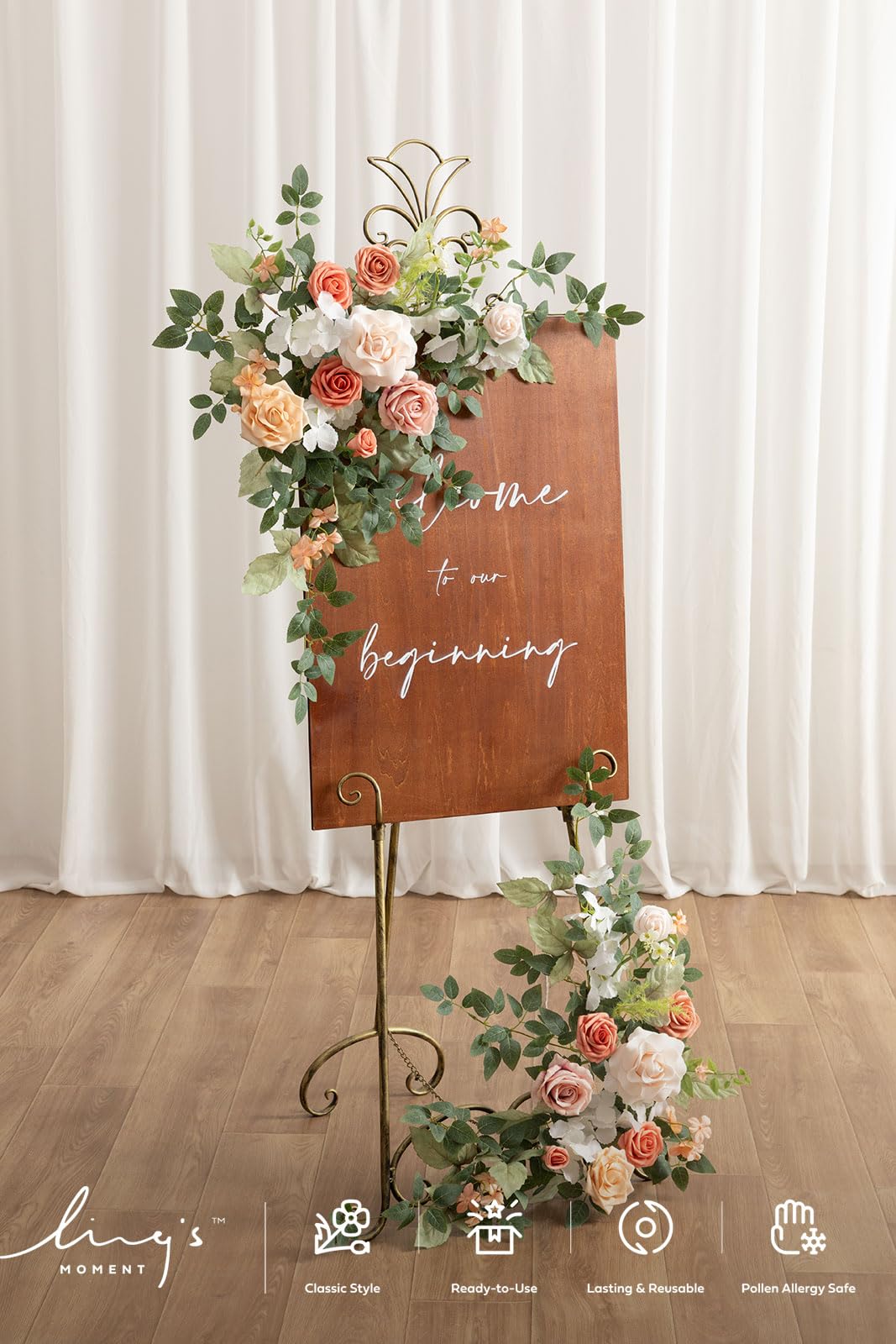 Ling's moment 2 ghirlande di fiori artificiali per matrimoni, decorazioni ad arco per composizioni vegetali, fard e rosa, cerimonie e ricevimenti, cavalletto da parete per ingresso e esterno (non