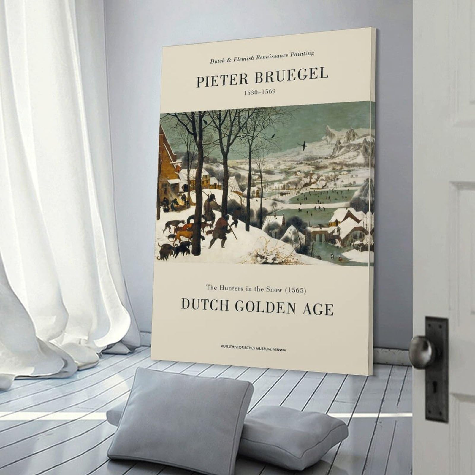 Junmoney Pieter Bruegels Hunters in The Snow Room Decor Wall Art 08x12inch(20x30cm), for Wall Displays, Bedrooms Or Room Updates, Ideal for Building A Coordinated Art Wall