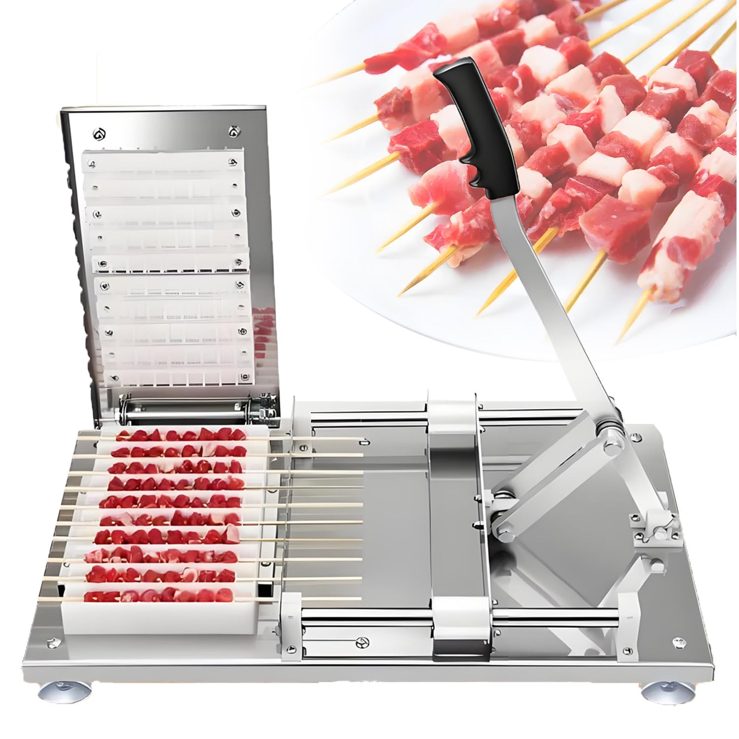 Quintezhentially Multicolor Manual Kebab Skewer Maker,Stainless Steel Kebab Machine 4Templates