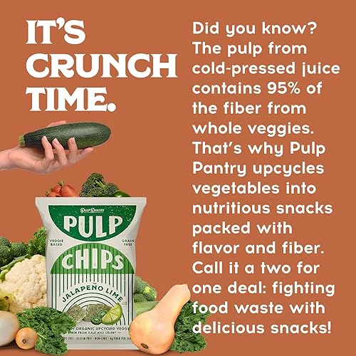 Miniatura 6 de Pulp Pantry Chips de tortilla vegetariana, sin gluten, patatas y maíz, delicioso bocadillo, visto en Shark Tank (lima jalepeña, paquete de 1)