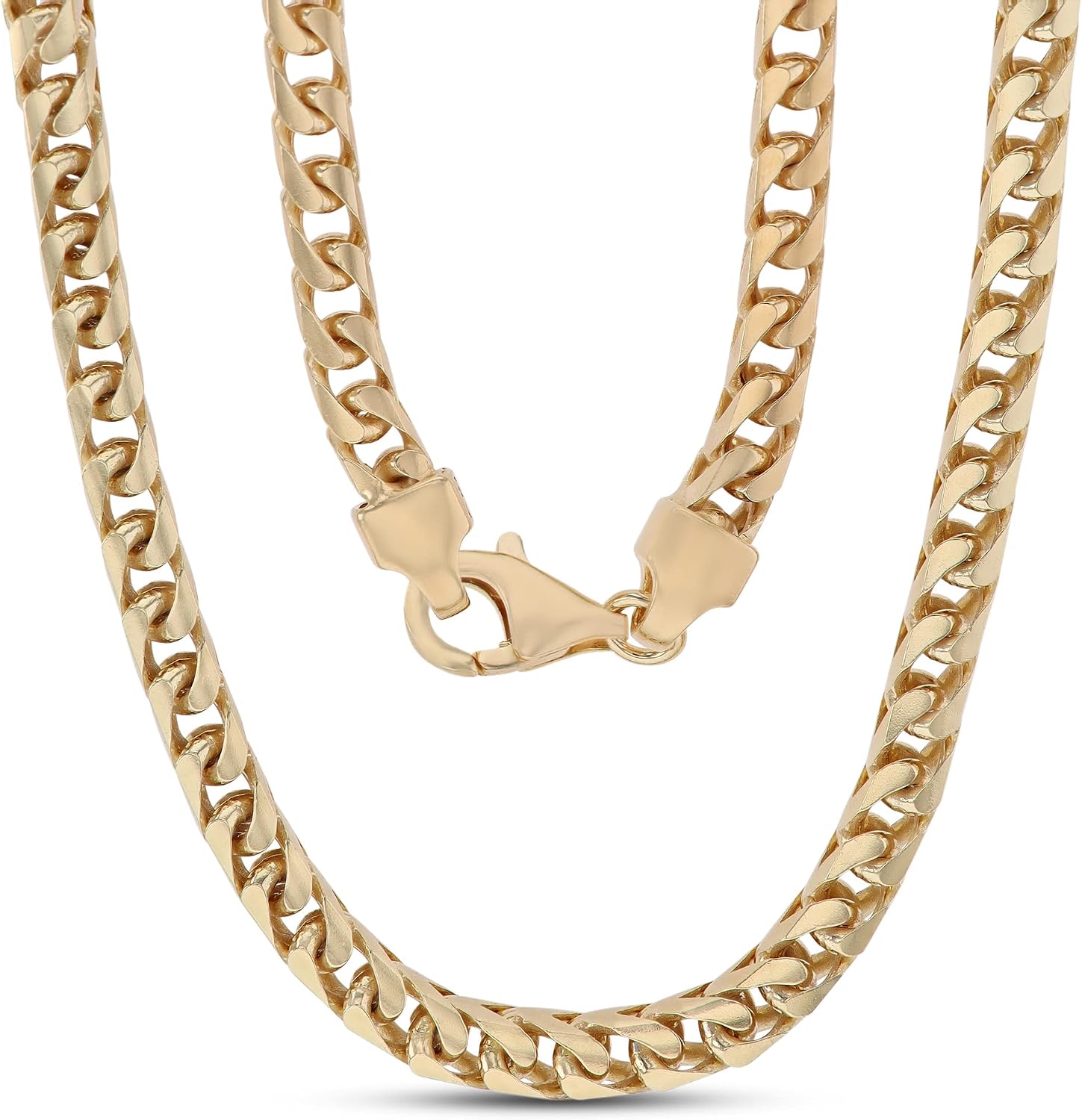 14K Gold or Rhodium Plated Sterling Silver Franco Chain For Men | 1mm-7mm Thick | Solid 925 Franco Italian Necklaces For Men