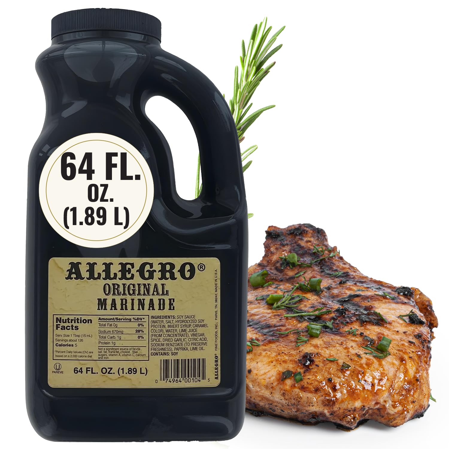 ALLEGRO - The Marinate Everything Marinades | Perfect Marinades for Meat & Veggies | Marinade for Grilling, Roasting & Cooking | Kosher & Gluten Free | 64 Oz (Pack of 1) - Original