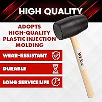 Vista 3 de YIYITOOLS YY-2-005 - Martillo tipo mazo de goma con mango de madera, 24 onzas, negro