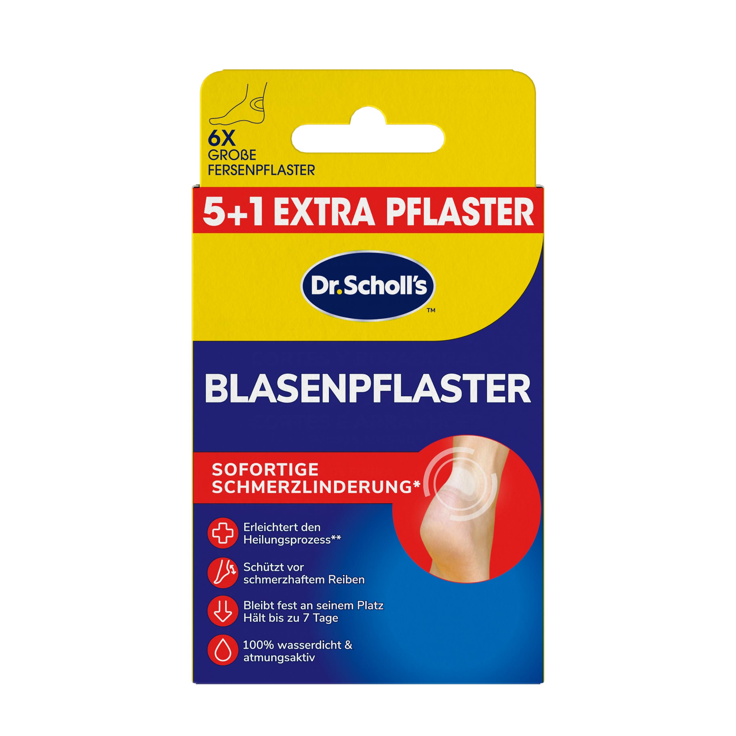 Dr. Scholl's Blasenpflaster für die Fersen – Lindert Blasenschmerzen sofort, 6 große Fersen Pflaster, 100% wasserdicht und atmungsaktiv, hält bis zu 7 Tage, unterstützt den Heilungsprozess