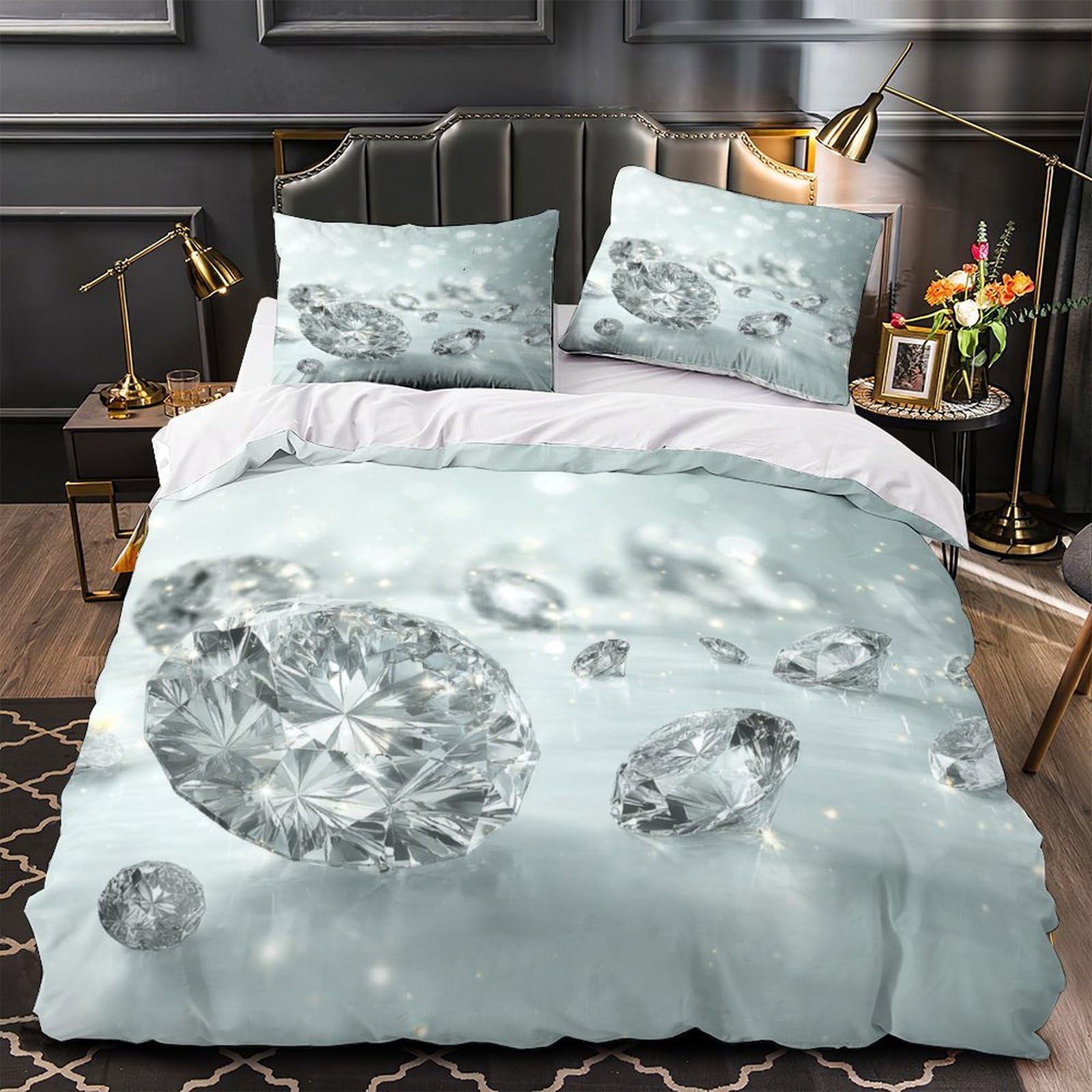 Housse de couette fusée anti-acarien avec fermeture éclair pour literie double d'adolescent