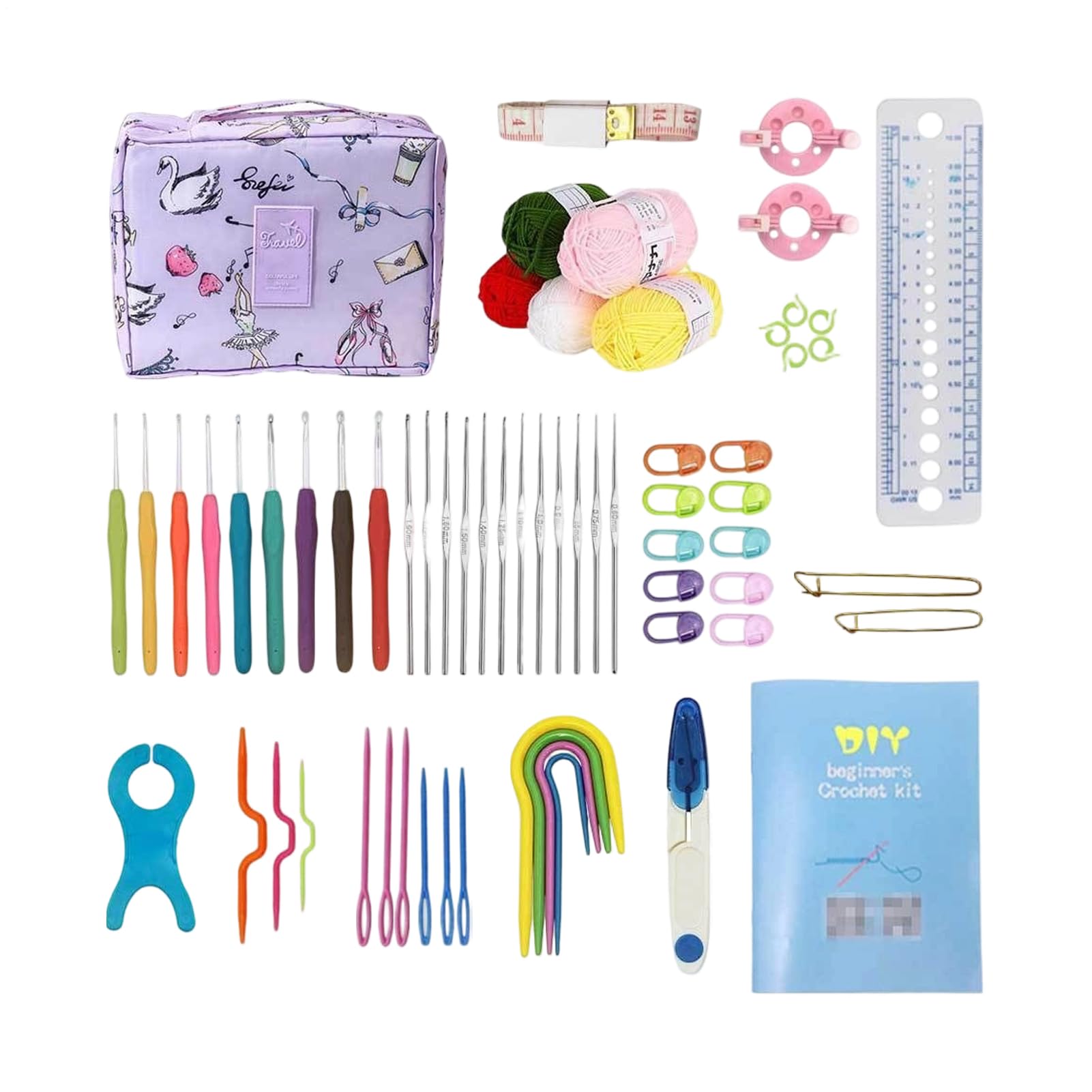 Kit de ganchillo para principiantes - Suministros de punto con estuche | Accesorios de ganchillo de viaje para tejer | para adultos Ocio Creativo Actividades de grupo Regalo Arte