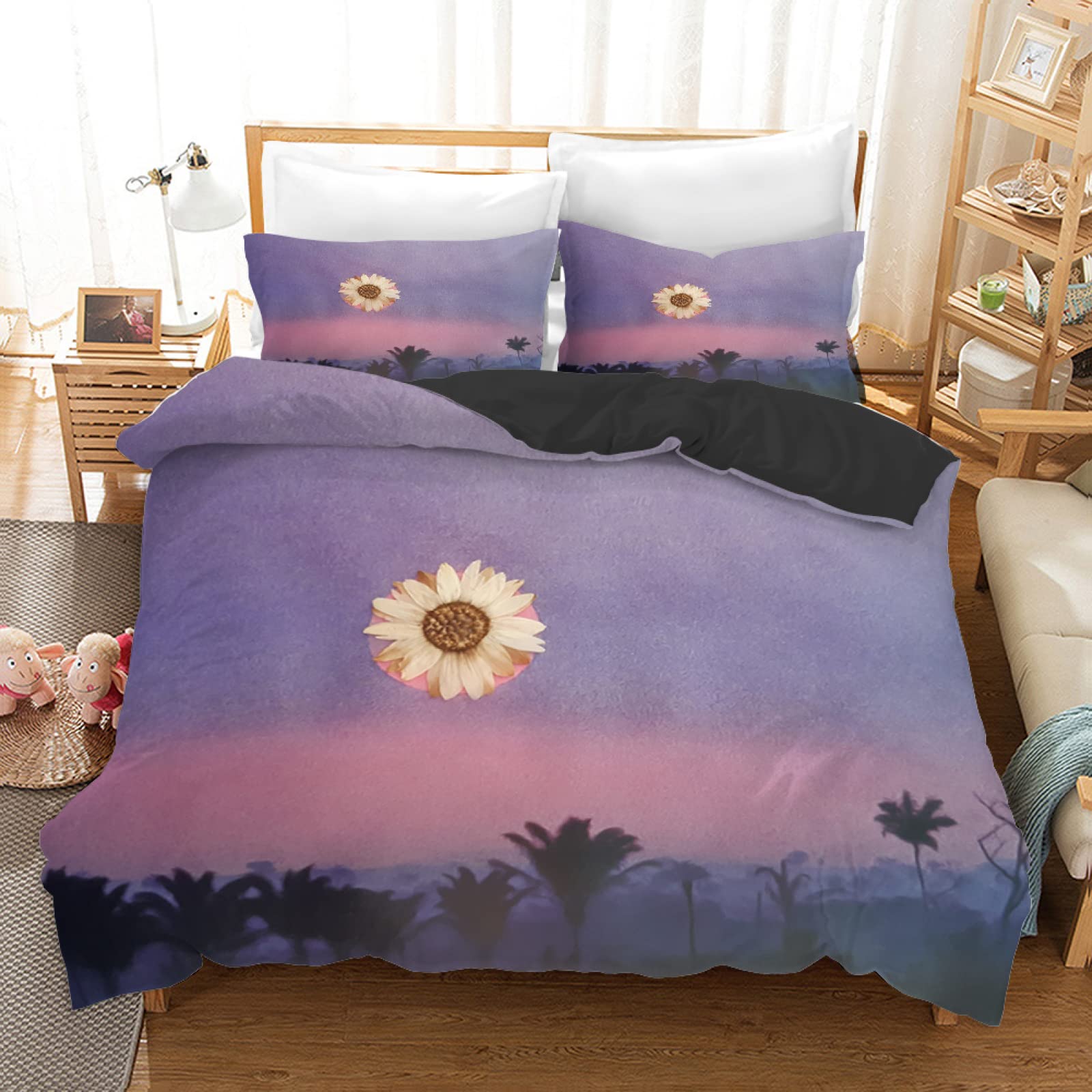 Housse de couette 90x190 fleur rose pour une chambre d'ado ou d'enfant chaleureuse
