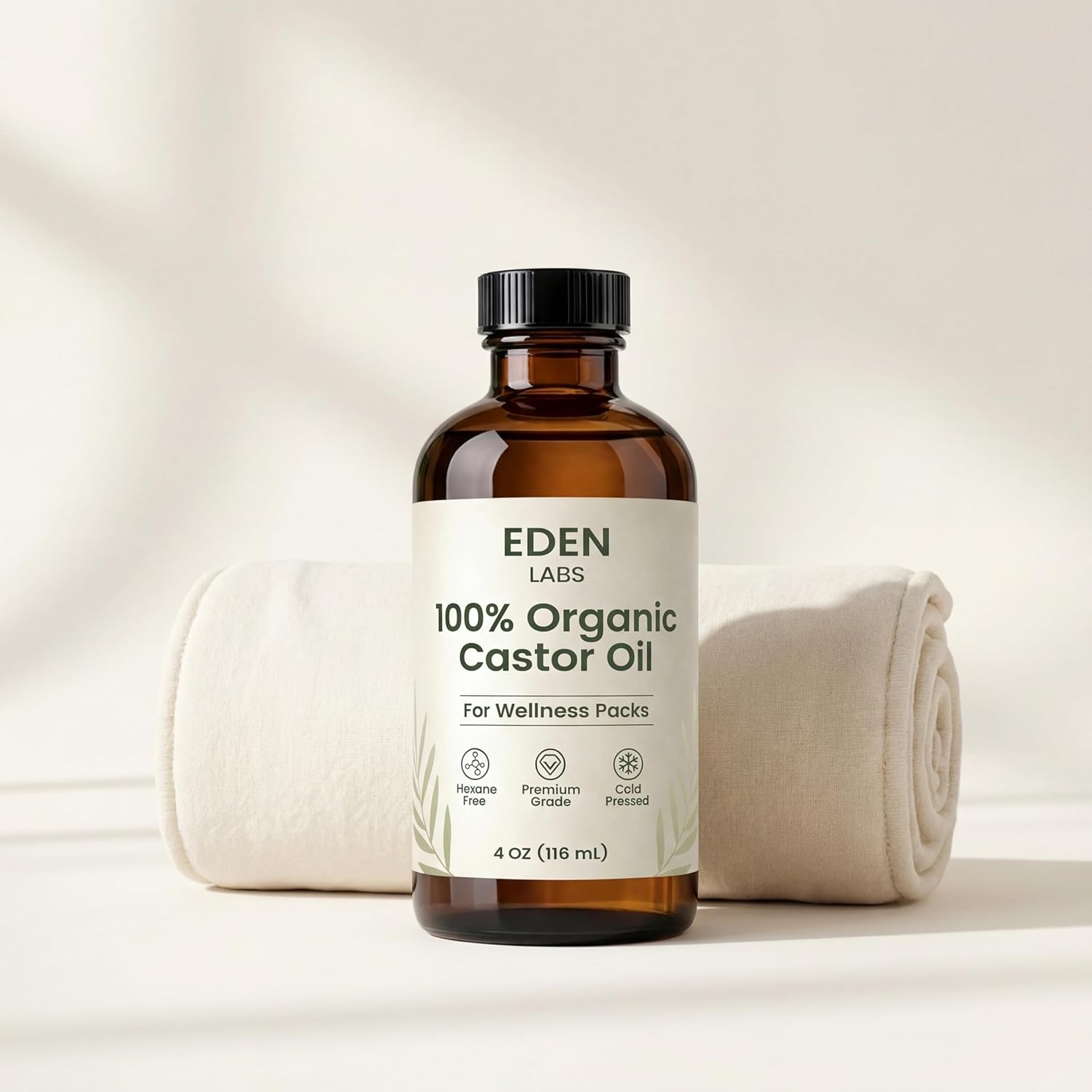 Eden Labs Castor Oil Pack Bundle, Organic Castor Oil, Reusable Wraps | Durable Comfortable Pack Wraps