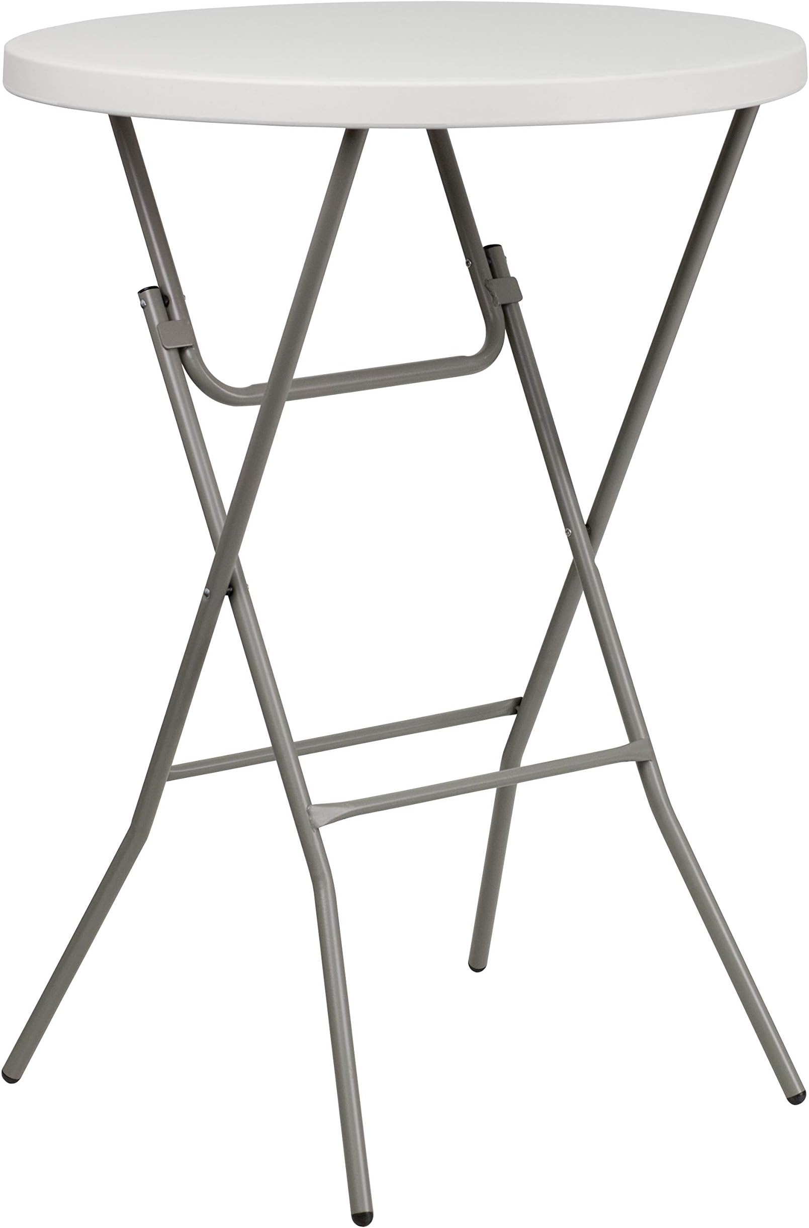 Flash Furniture Kathryn 31.5" Round All-Occasion Folding Bar Height Table for Parties and Commercial Events, Plastic Bar Height Folding Table, White