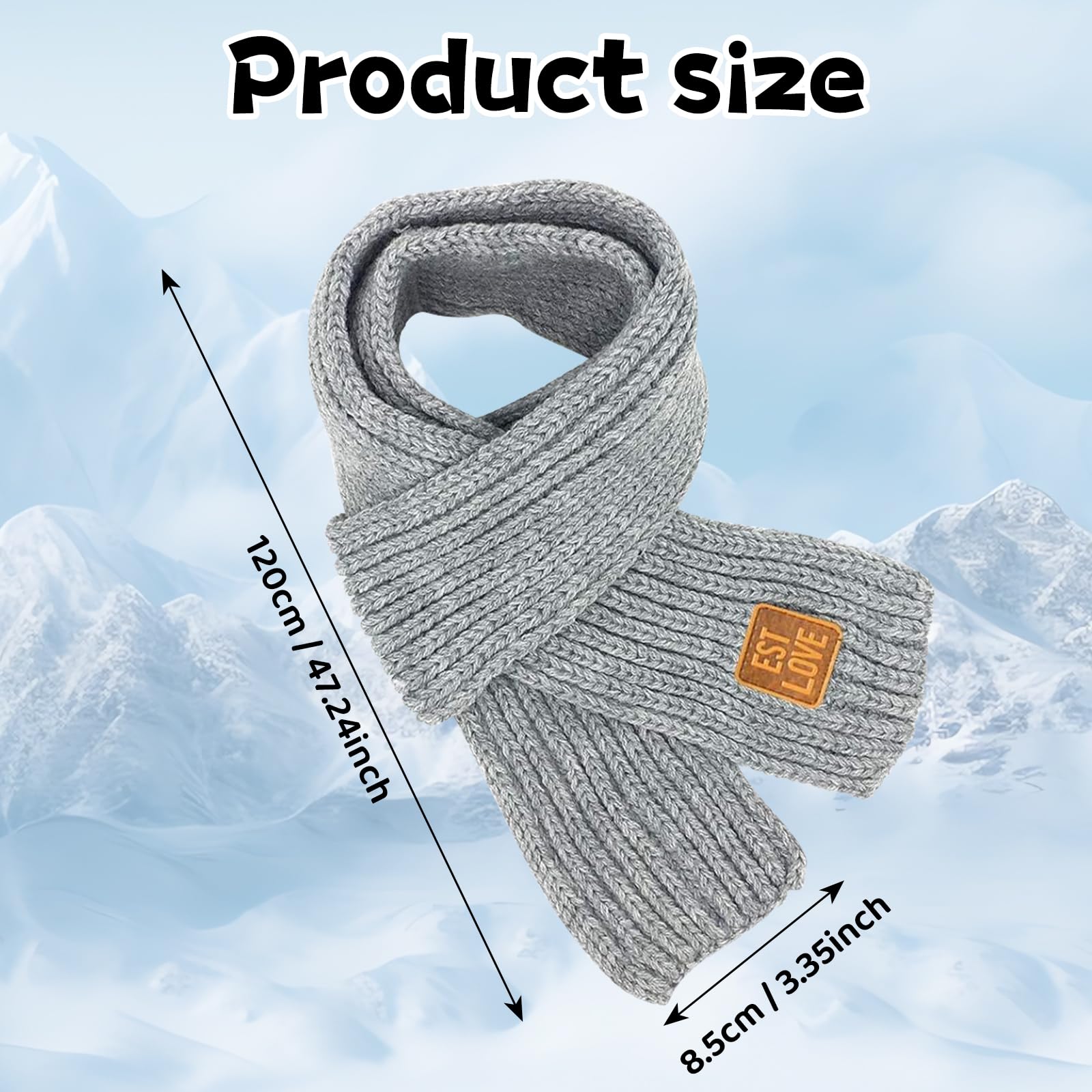 Bufanda de Cachemira para Niños Invierno Unisex Cálida de Punto