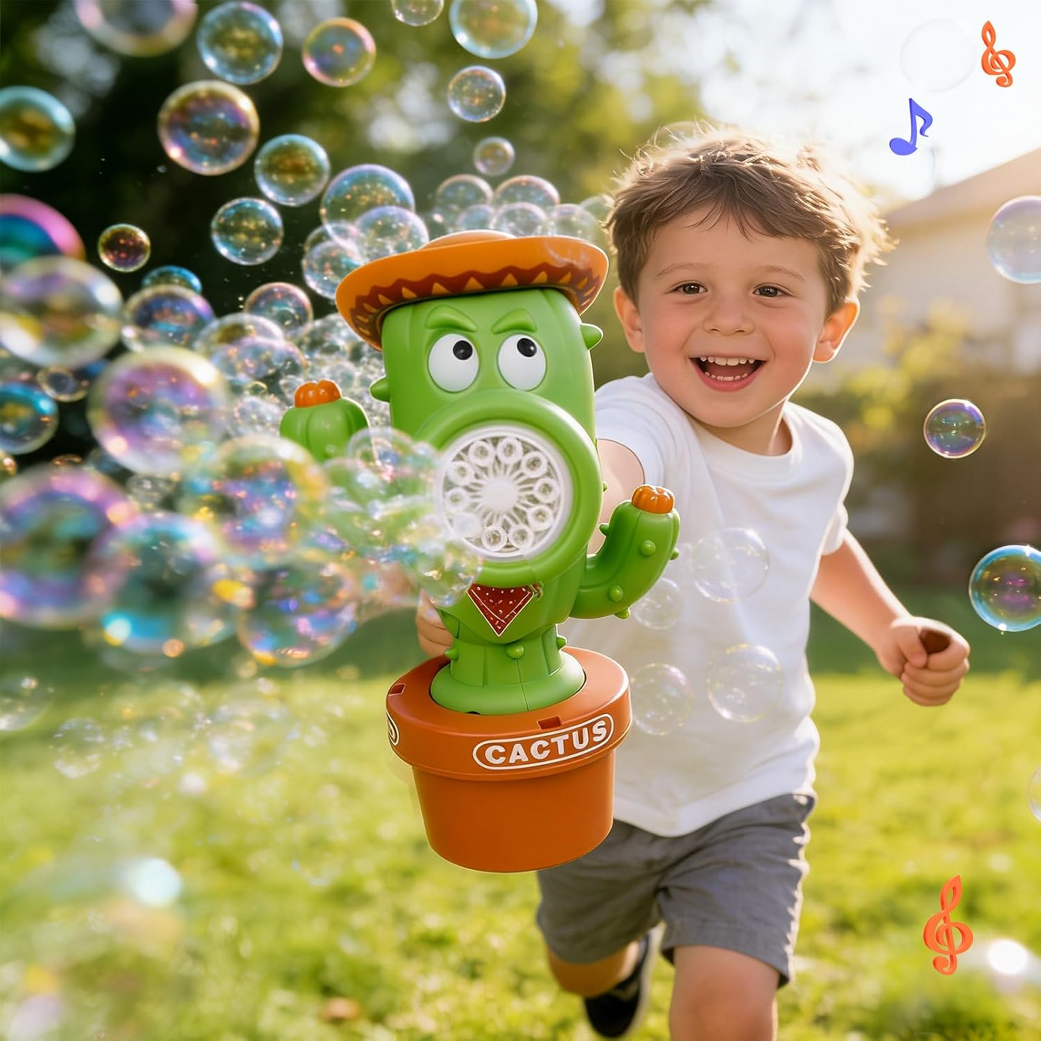 Bubble Machine for Kids Toddlers 1-3, Automatic Height Adjustable Standing Bubbles Blower Maker with Lights and Music Outdoor Toys for Birthday, Wedding Party