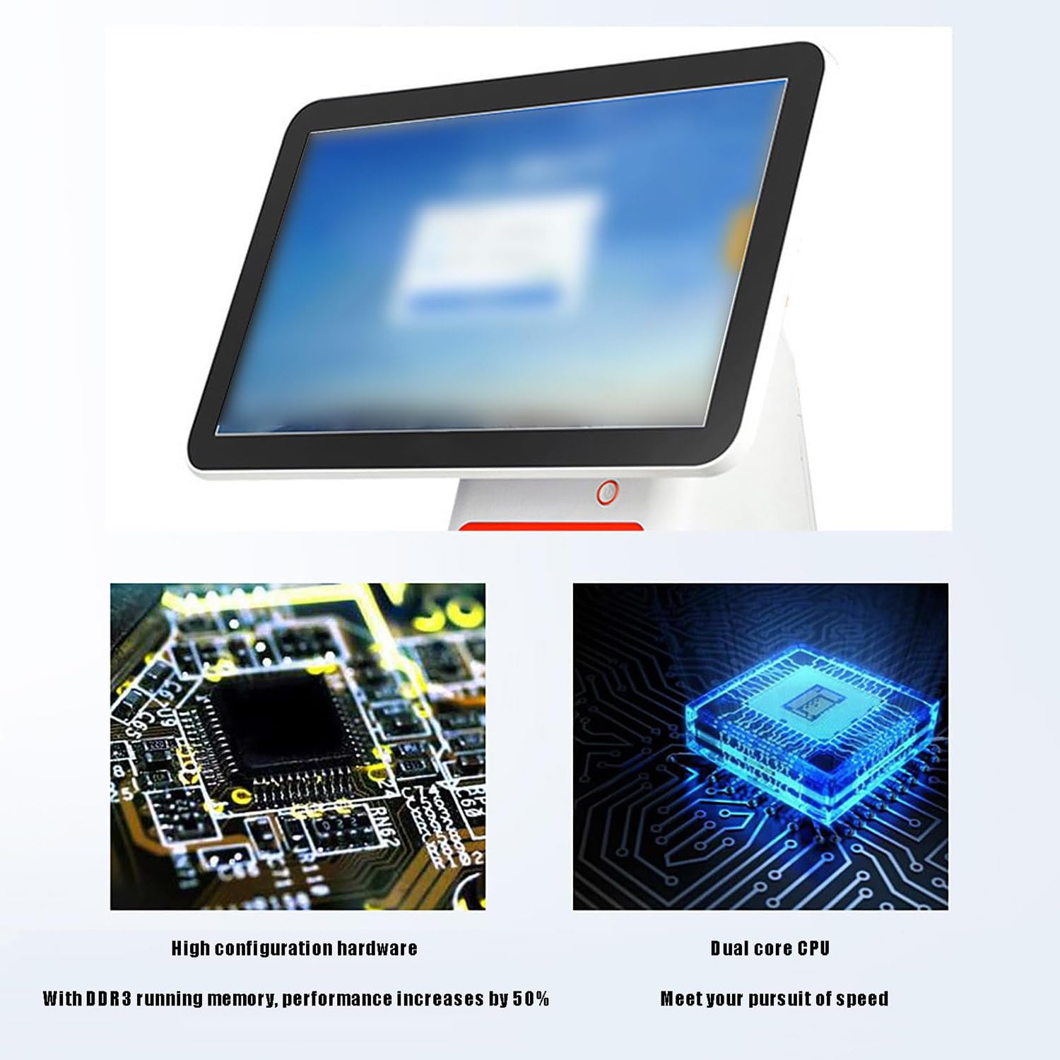 Caisse enregistreuse tactile, caisse enregistreuse intelligente tout-en-un, double écran tactile 15,6 pouces, pour les systèmes de point de vente pour les commerces de détail,B