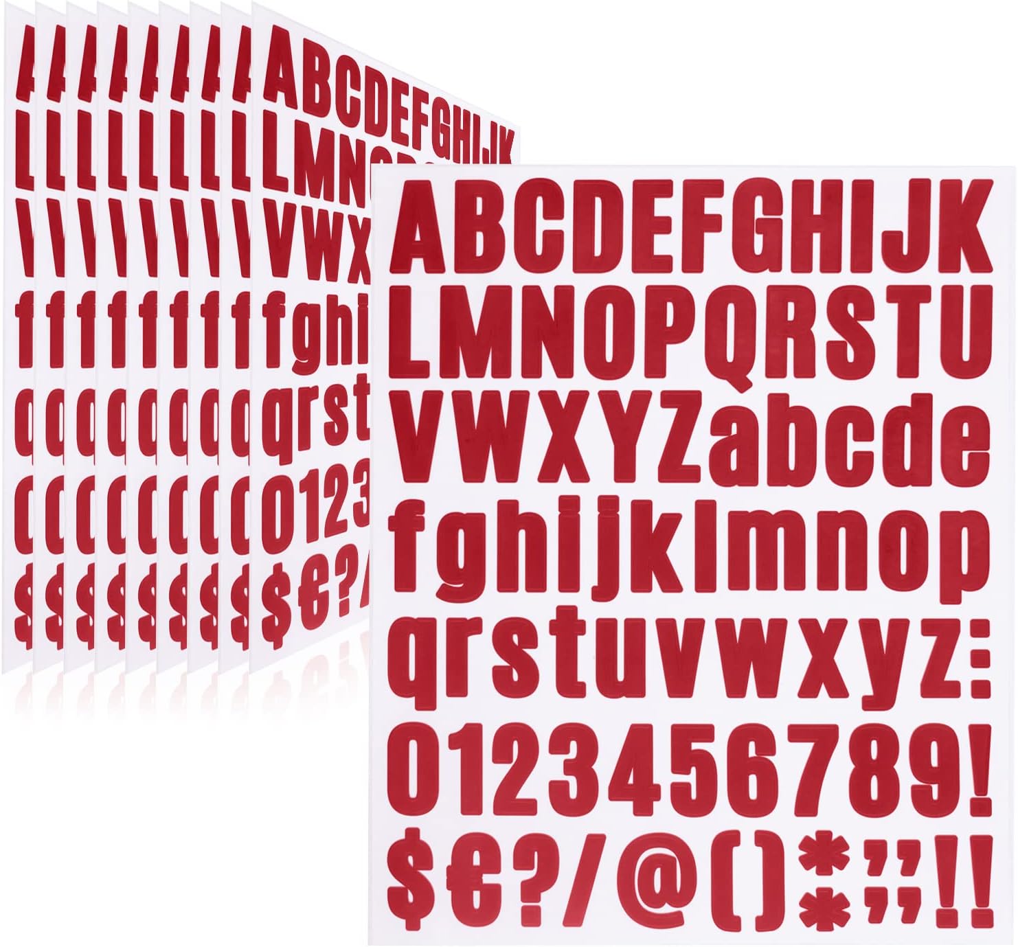 810 Pieces 10 Sheets Letter Stickers,Self Adhesive Vinyl Waterproof Mailbox Numbers Stickers,Alphabet Number Stickers for Mailbox,Window,Door,Sign,Address Number,Business(1 Inch) (Red)