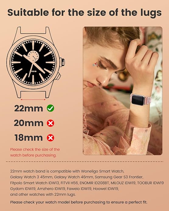 Correas Elásticas Brillantes de Nylon de 22mm para Smartwatch Mujer miniatura 4