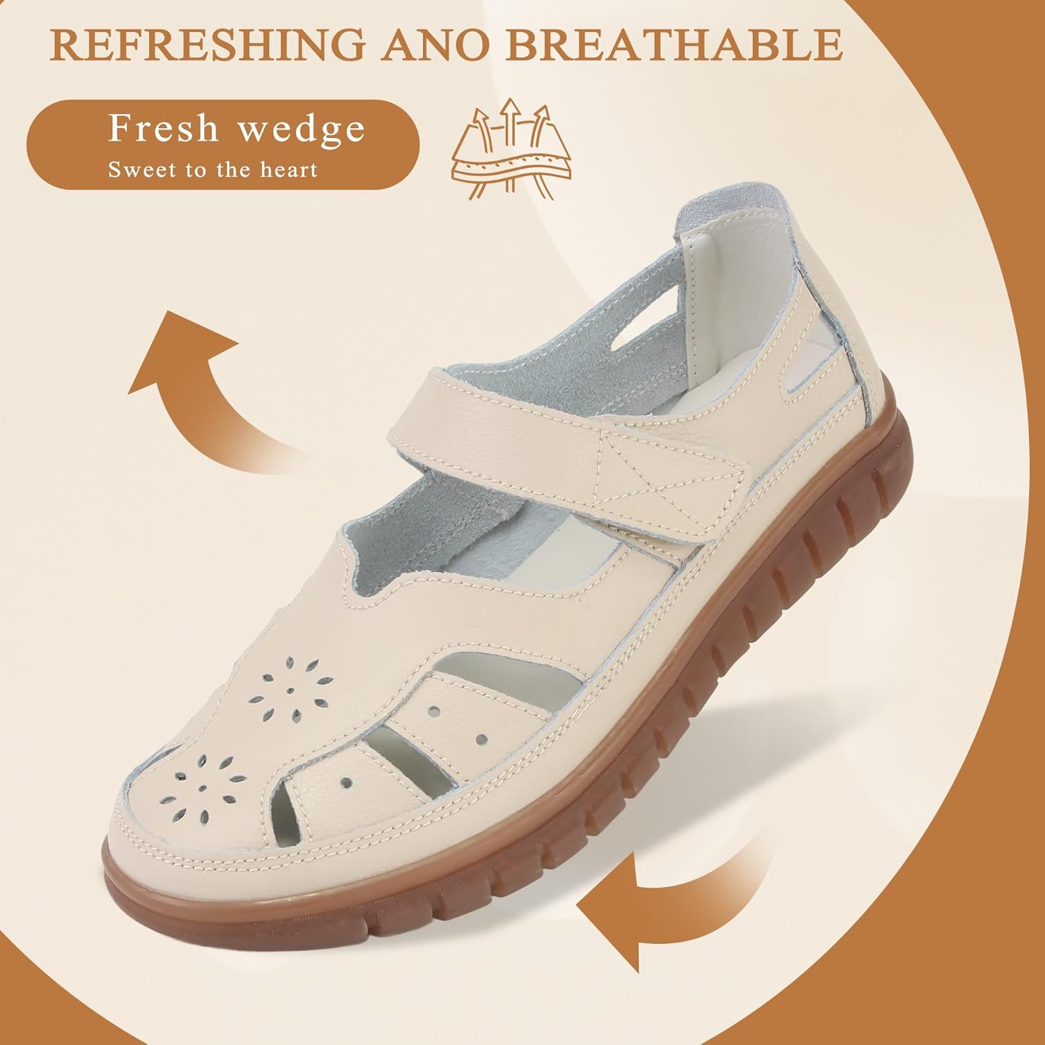 Women 's Classic Genuine Leather Casual Flat Sandal Closed Toe Fisherman Sandals Comfy Work Sandal Everyday Walking Shoe - Image 2