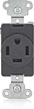 Leviton 20-Amp, 125/250V Single Receptacle, Straight Blade, Commercial Grade, Grounding, 8410, Black