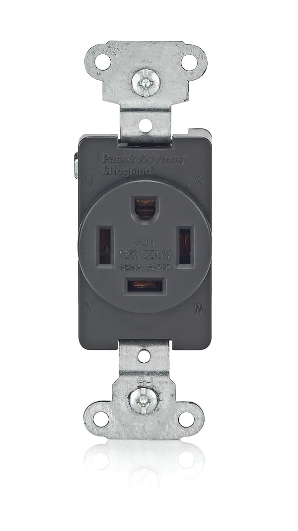 Leviton 20-Amp, 125/250V Single Receptacle, Straight Blade, Commercial Grade, Grounding, 8410, Black by Leviton - Used condition - CA$15.04