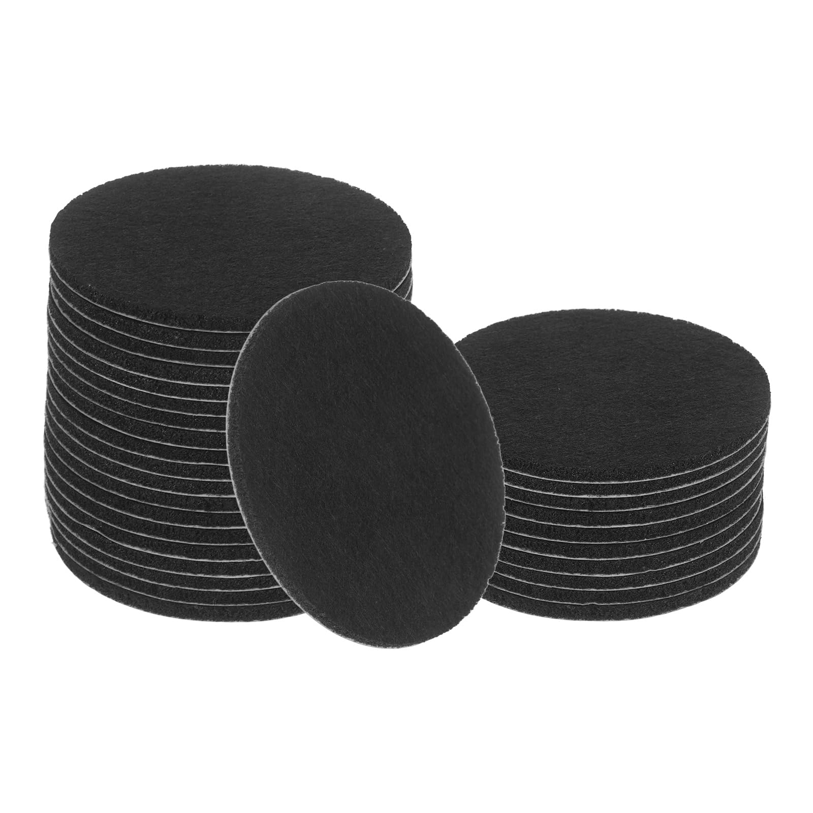 sourcing map 32Pcs Non Slip Felt Furniture Pads, 64mm Round Self Adhesive Felt Bumpers Noise Reducing Furniture Feet Floor Protector for Chairs Tables Furniture Legs (Black 3mm Thick) — image 1
