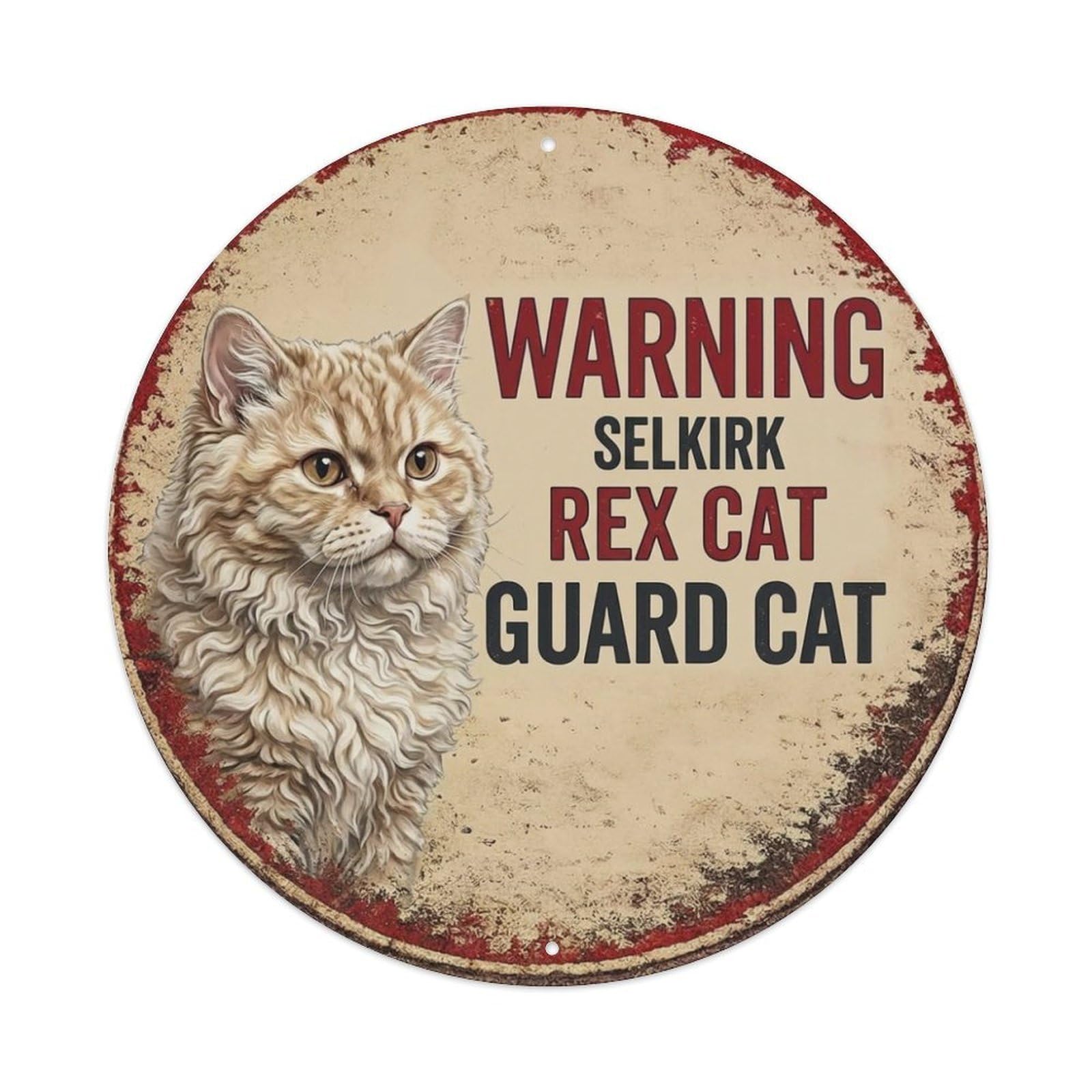 Tgrcjimh Style Metal Tin Sign Vintage Warning Selkirk Rex Cat