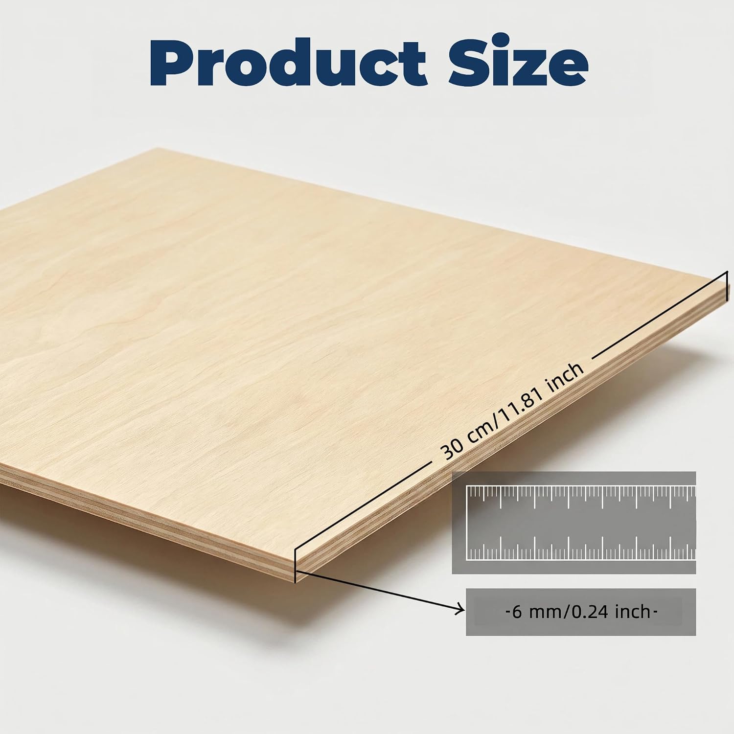 Baltic Birch Plywood - 1/4 Inch Thickness - 11.8" x 11.8" Square Wood Sheets for Laser Cutting, CNC Cutting and Crafts - Pack of 3, by MJArtVista