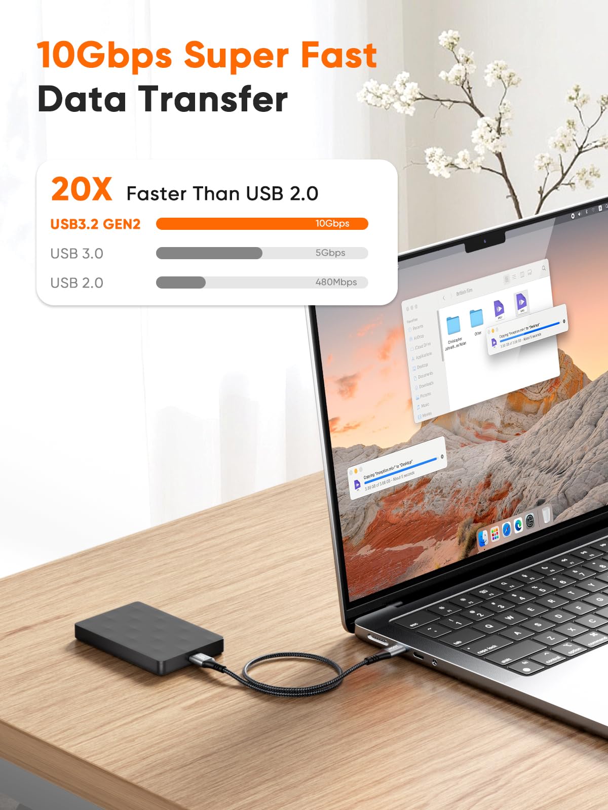 10Gbps USB C to Micro B Cable - Fast Data Transfer -4