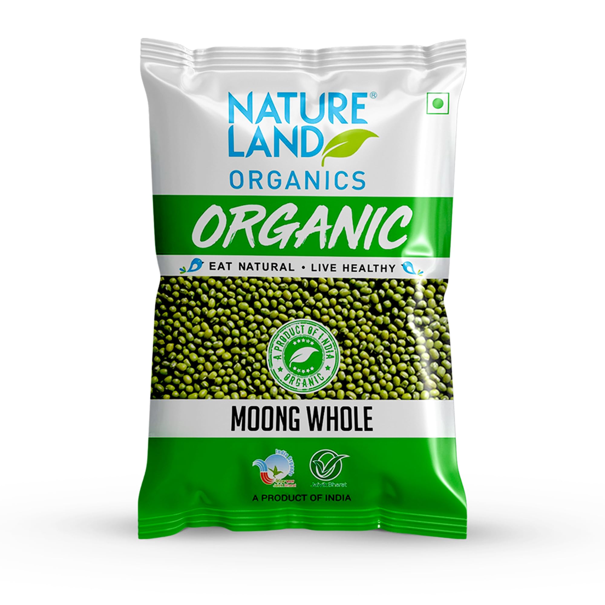 Natureland Organics Moong Sabut/Whole Daal 1 Kg - Organic