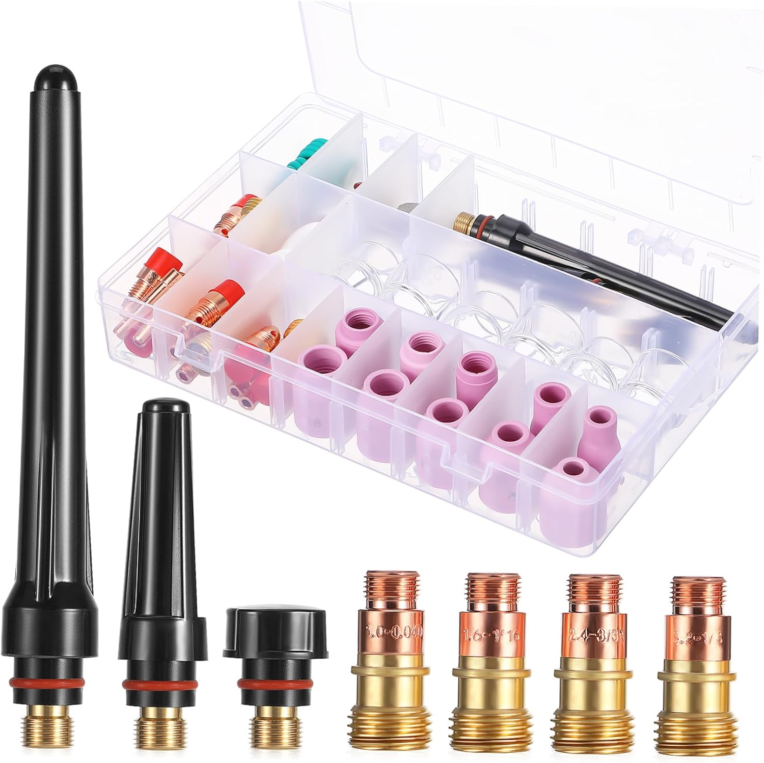 Gadpiparty 1Set Welding Torch Kit with Gas Lens Wp Welding Accessories Precision Nozzles Glass Cups Convenient Storage Case for DIY and Professional Welding Projects