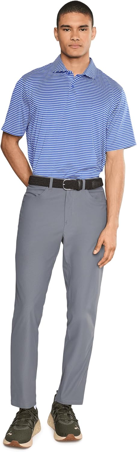 PUMA Mens Brrr Stripe Short Sleeve Golf Shirt Casual Casual - Blue