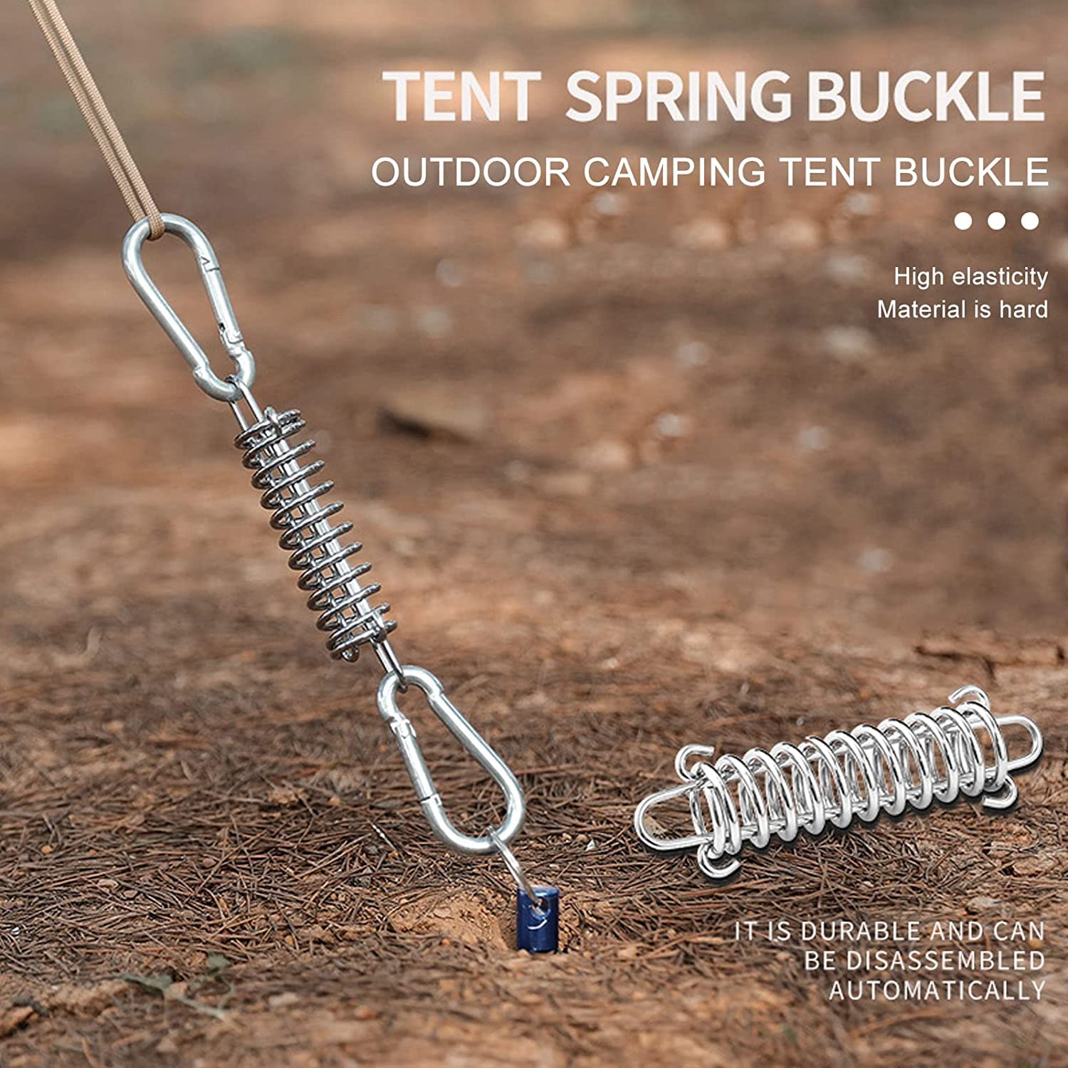 Molle Tensione Tende Campeggio Set 6 Molle Tensione Tenda + 12 Moschettoni - Acciaio Antiruggine | Per Campeggio E Spiaggia Accessori Campeggio - 6